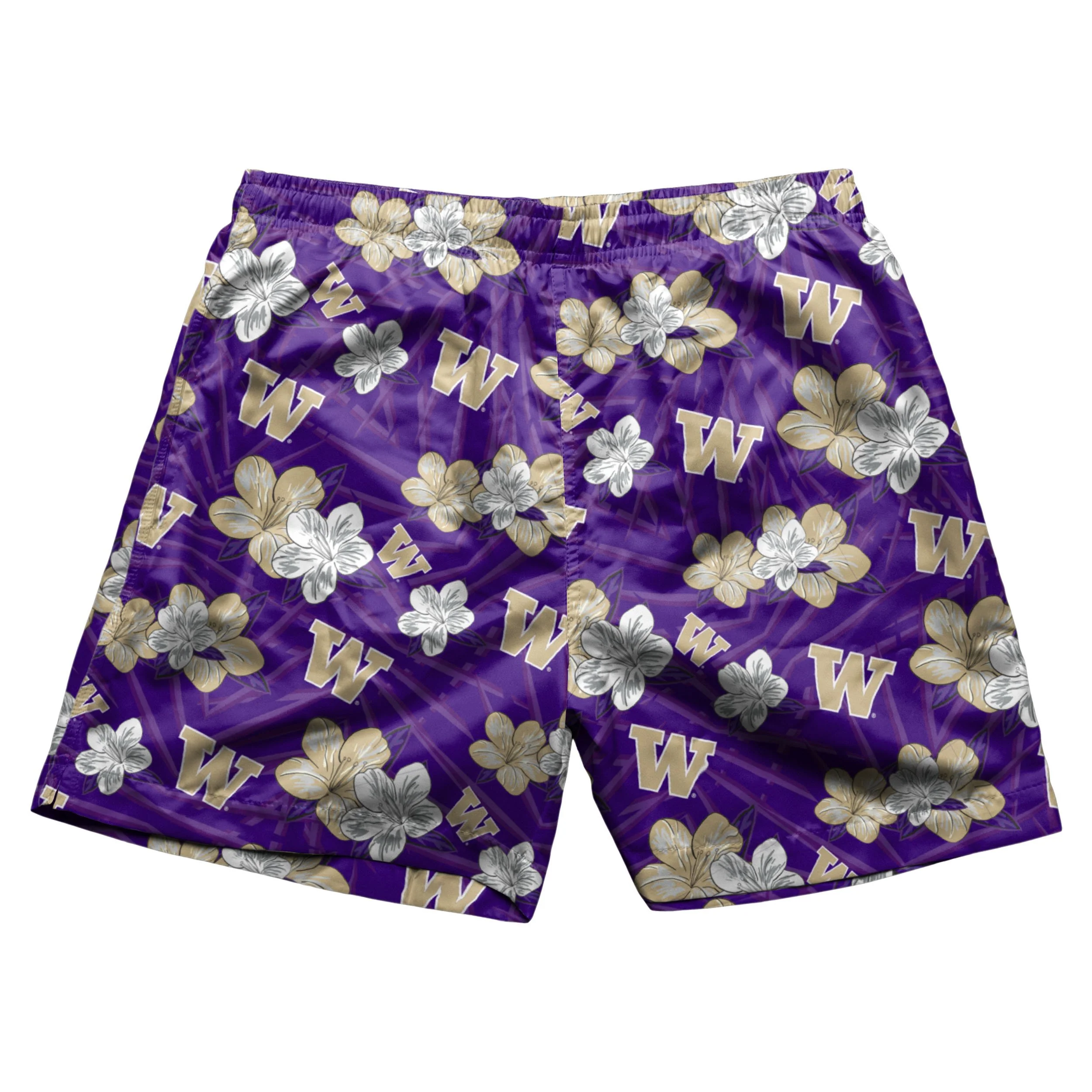 Washington Huskies NCAA Mens Hibiscus Slim Fit 5.5" Swimming Trunks - Image 2