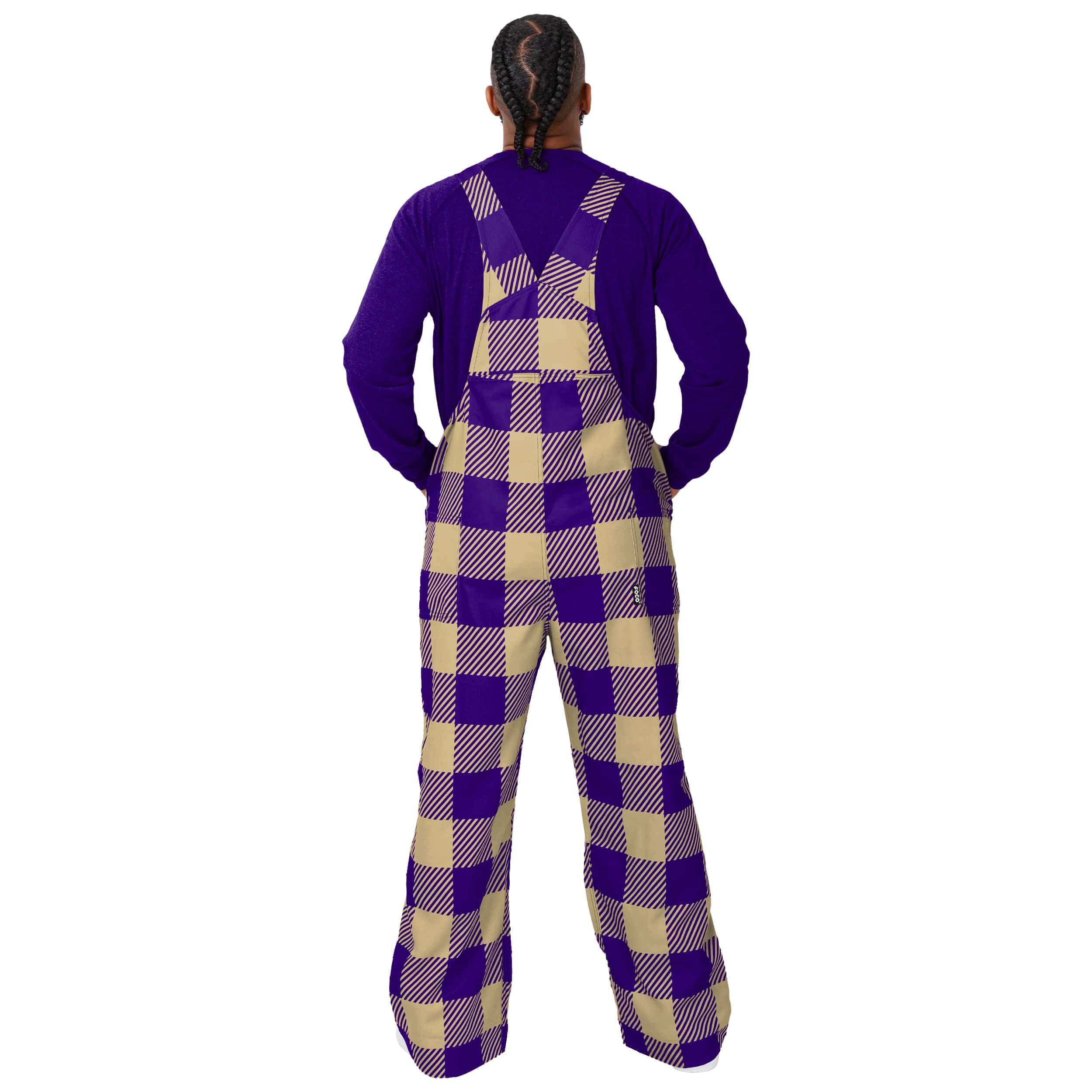 Washington Huskies NCAA Mens Plaid Bib Overalls - Image 2