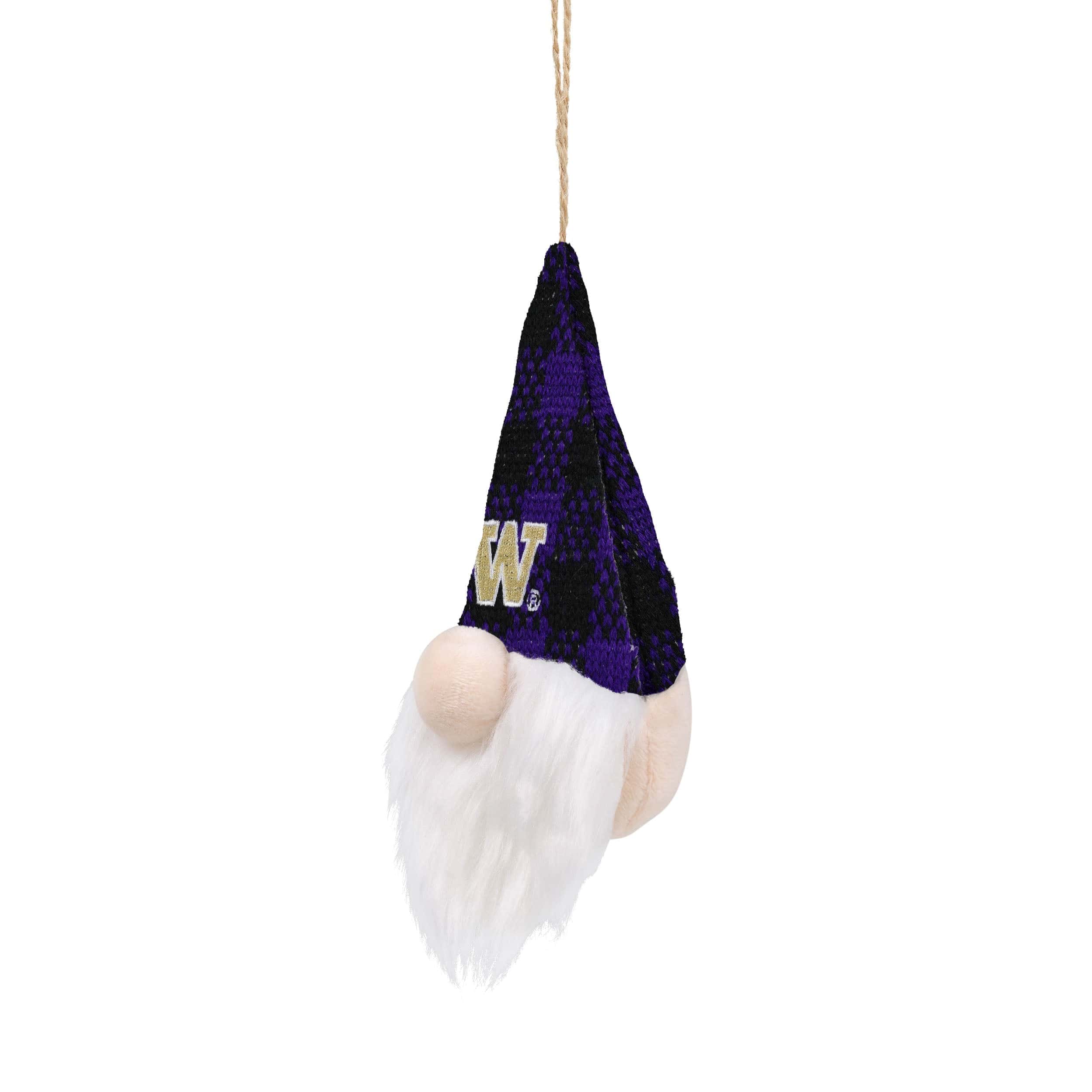 Washington Huskies NCAA Plaid Hat Plush Gnome Ornament - Image 2