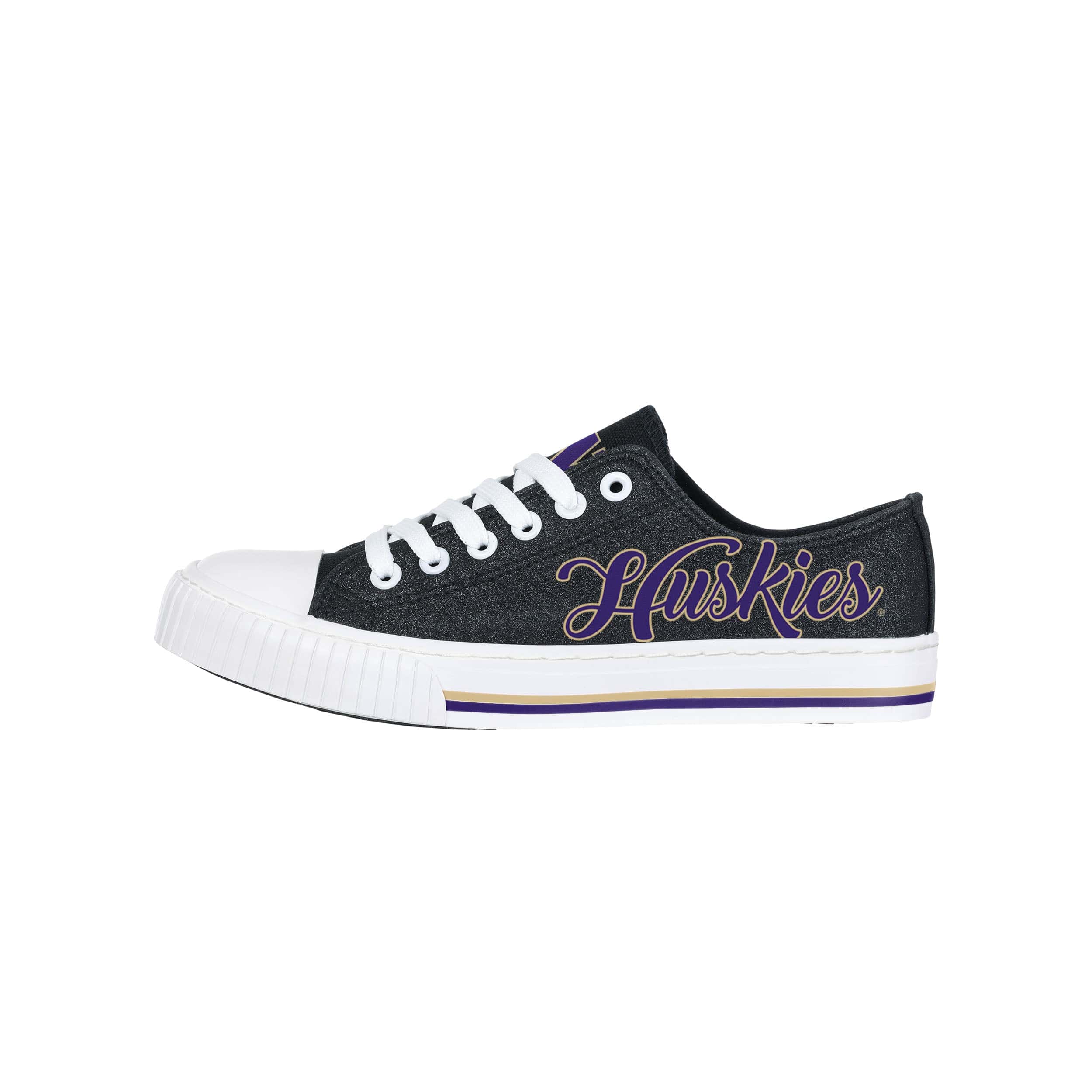 Washington Huskies NCAA Womens Color Glitter Low Top Canvas Shoes - Image 2