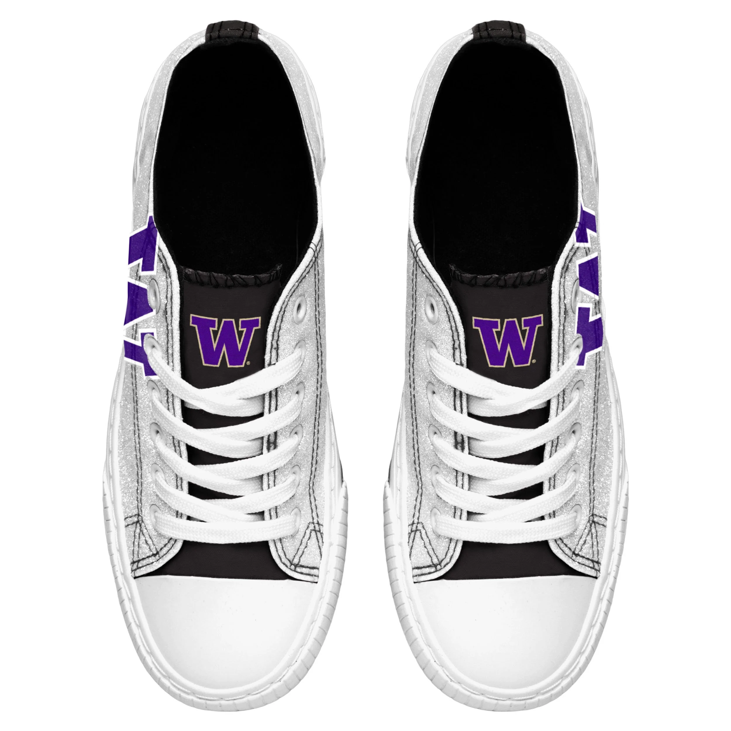 Washington Huskies NCAA Womens Glitter Low Top Canvas Shoes - Image 3