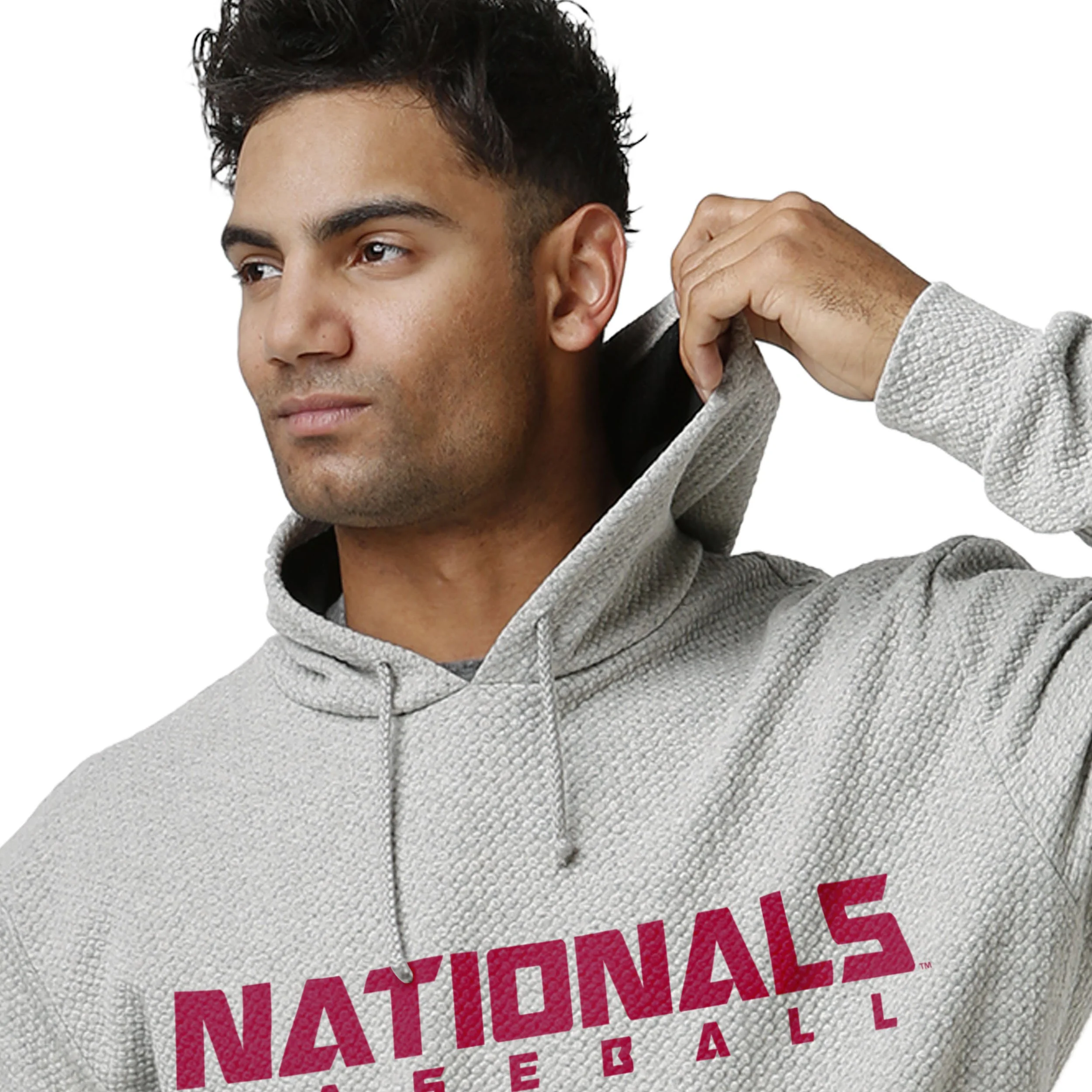 Washington Nationals MLB Mens Gray Woven Hoodie - Image 3