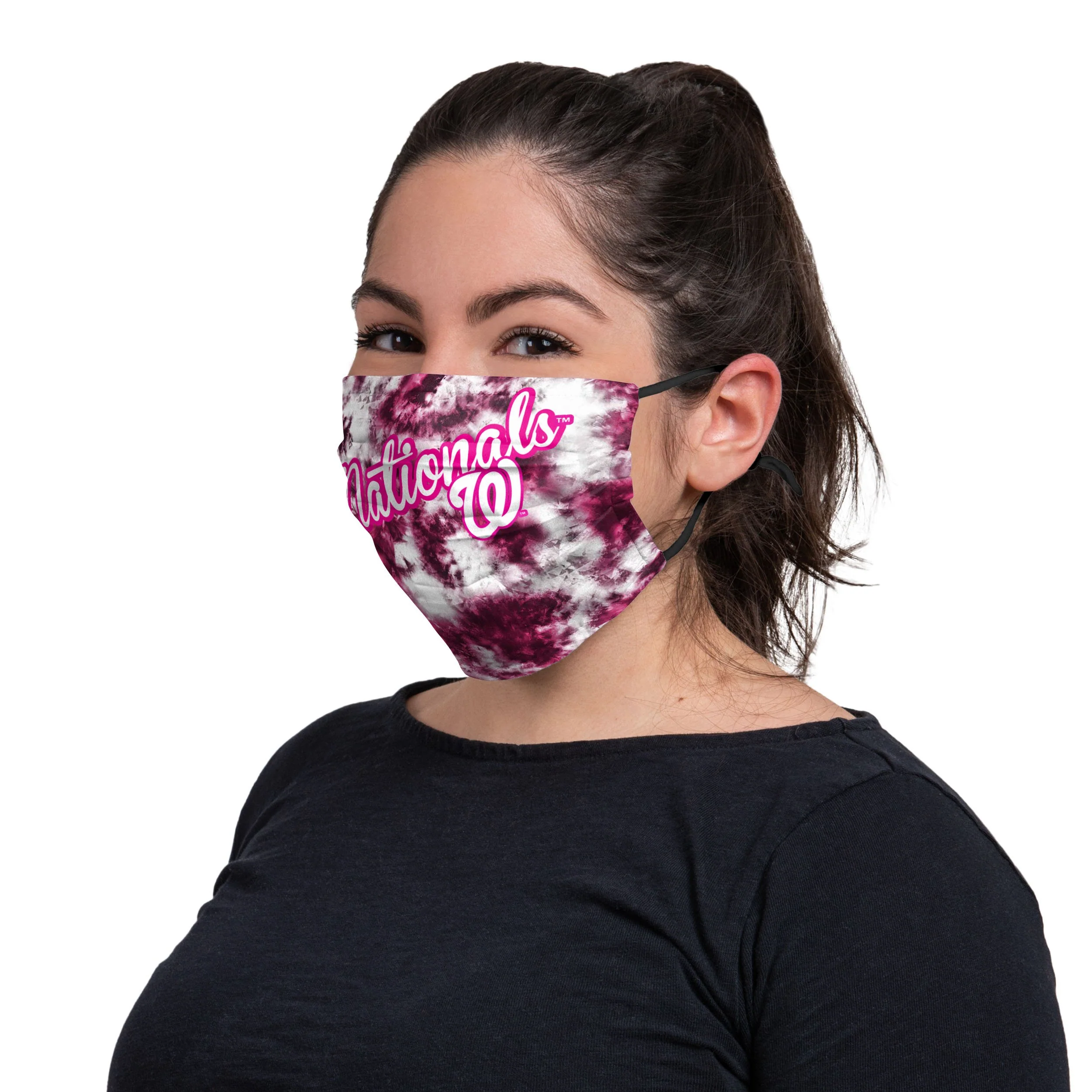 Washington Nationals MLB Pink Tie-Dye Adjustable Face Cover - Image 3