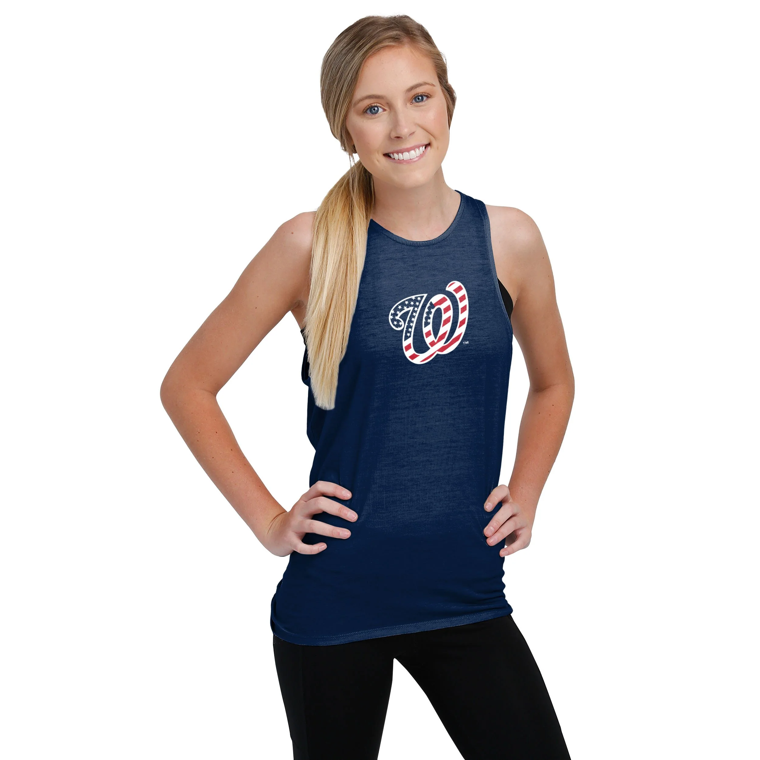 Washington Nationals MLB Womens Americana Tie-Breaker Sleeveless Top - Image 2