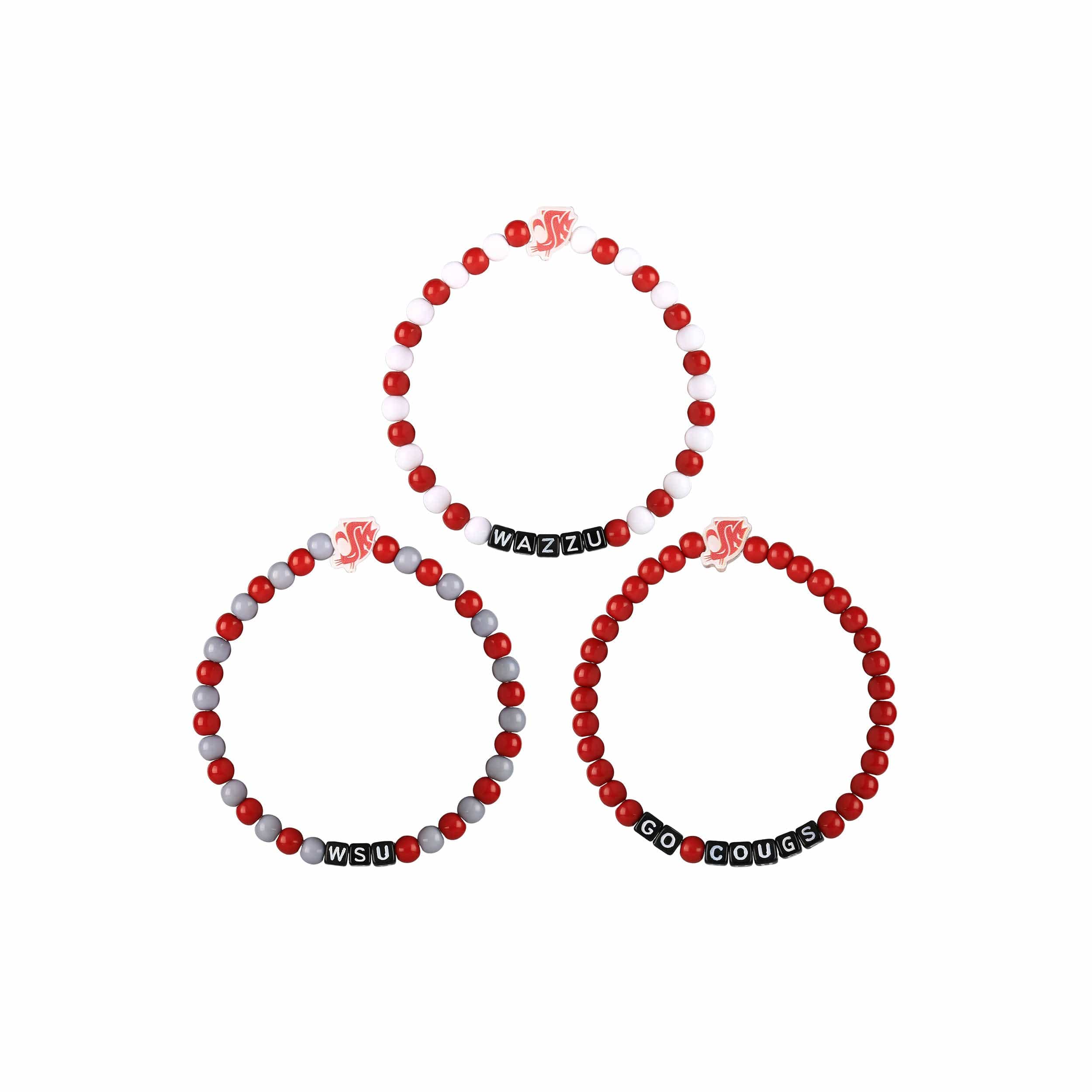 Washington State Cougars NCAA 3 Pack Beaded Friendship Bracelet - Image 3