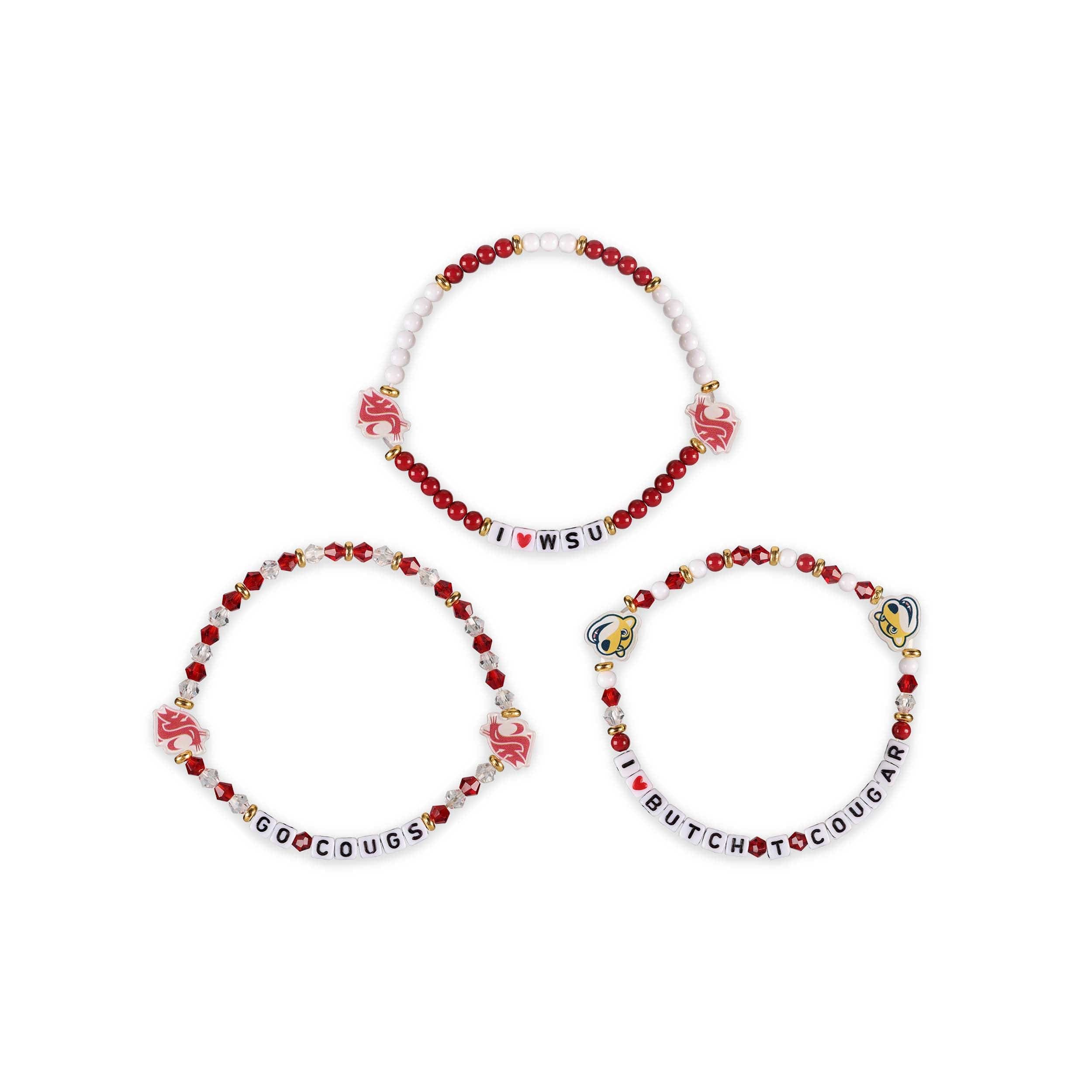 Washington State Cougars NCAA 3 Pack Friendship Bracelet - Image 3