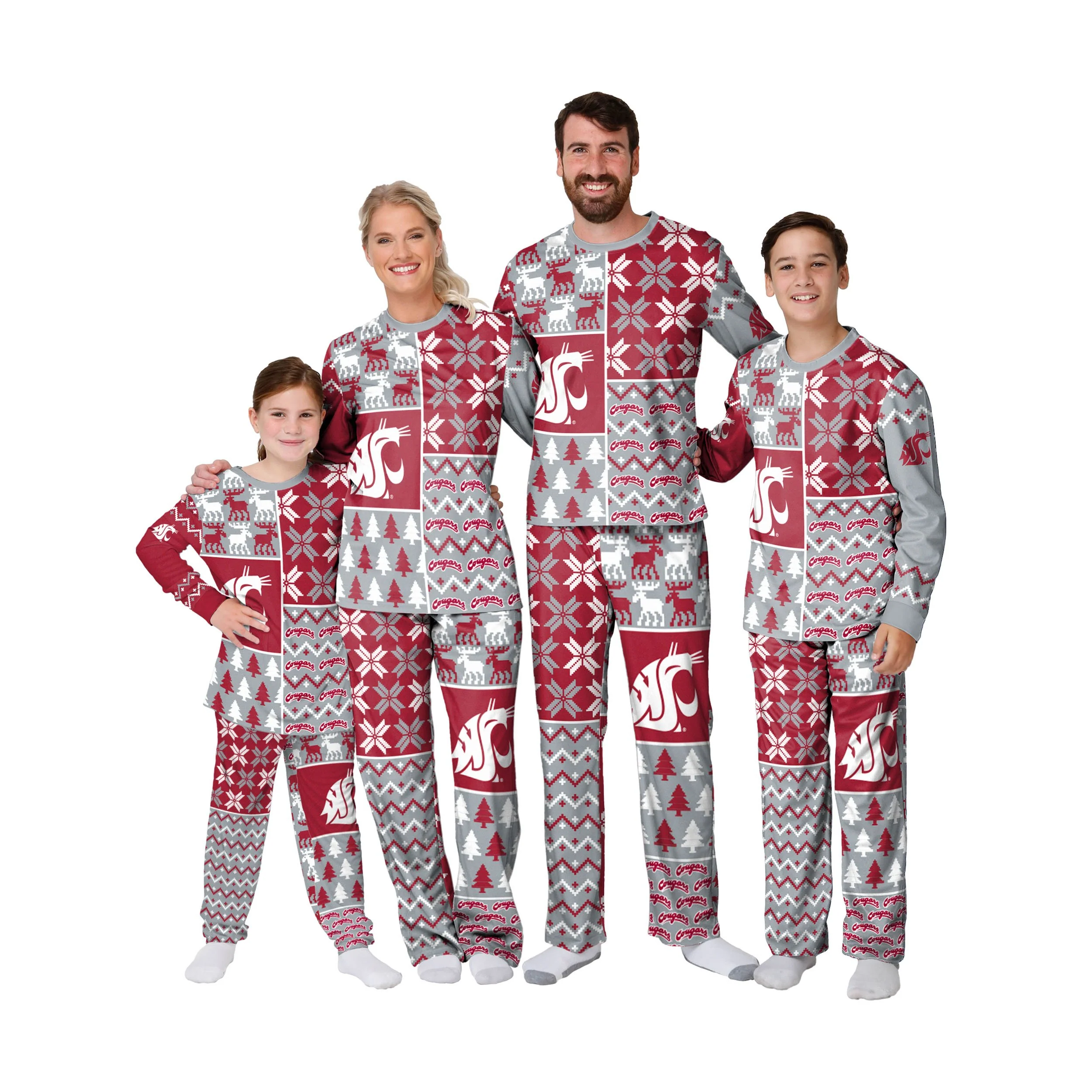 Washington State Cougars NCAA Busy Block Family Holiday Pajamas