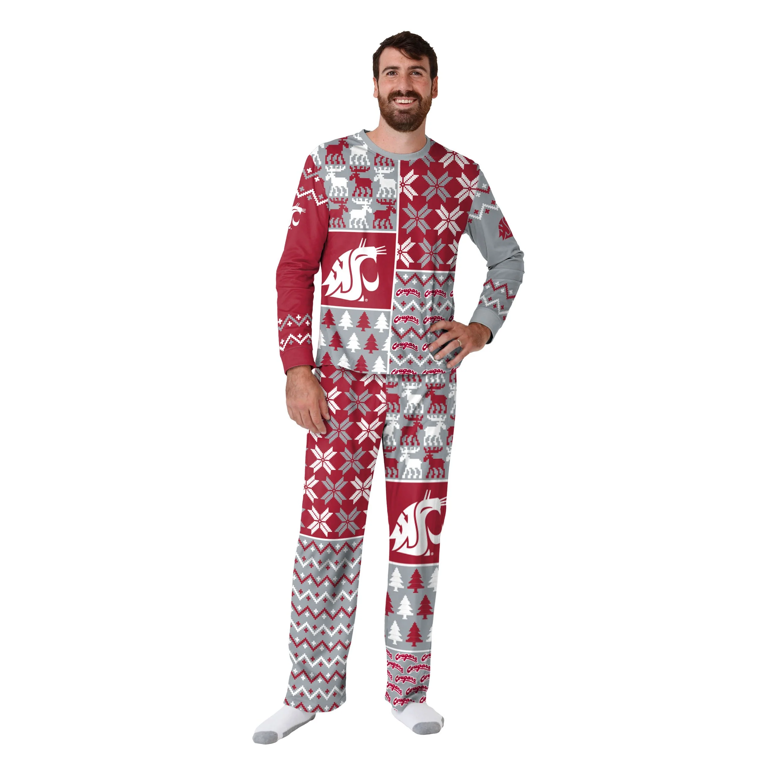 Washington State Cougars NCAA Busy Block Family Holiday Pajamas - Image 6