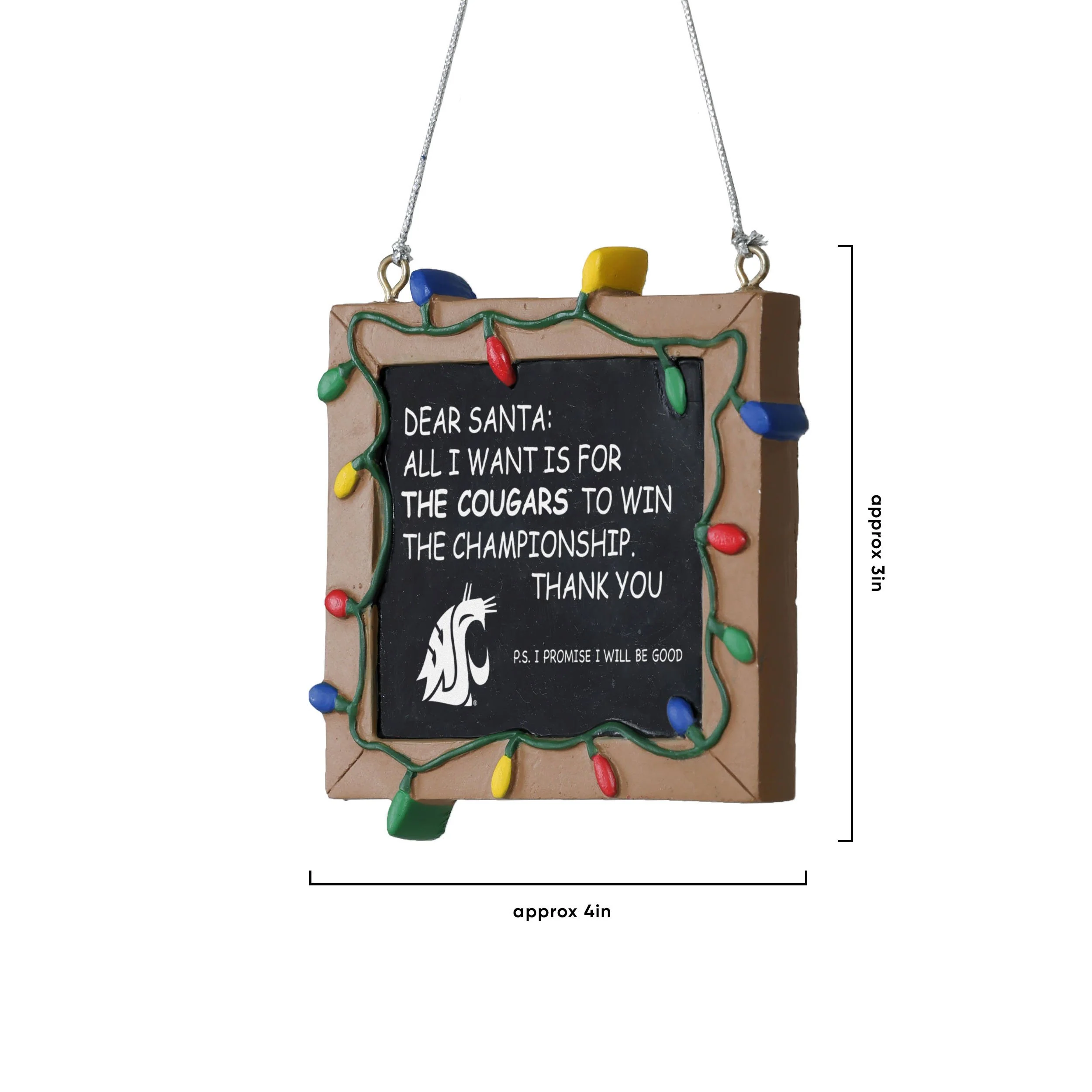 Washington State Cougars NCAA Chalkboard Sign Ornament - Image 3