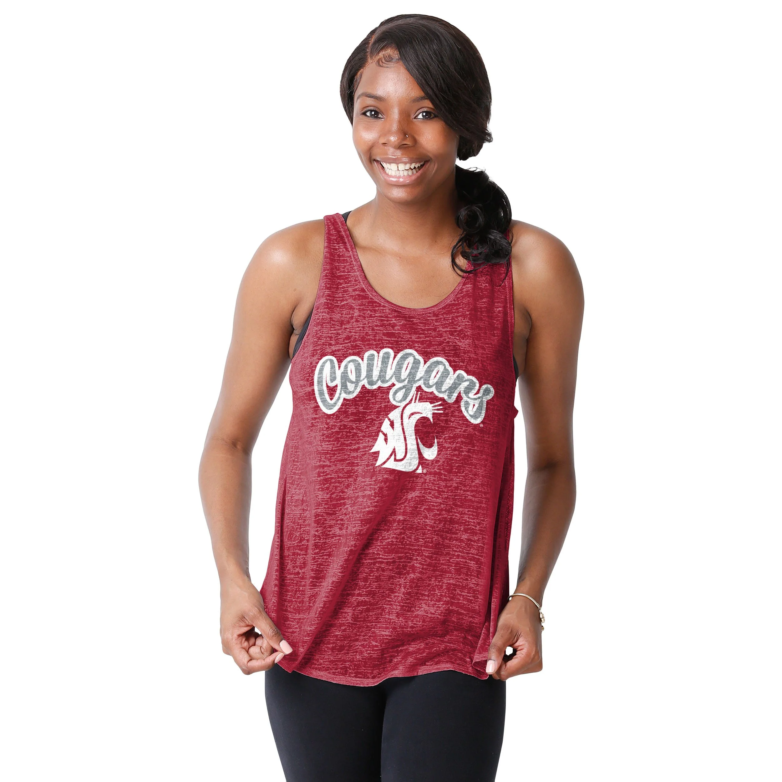 Washington State Cougars NCAA Womens Burn Out Sleeveless Top - Image 2