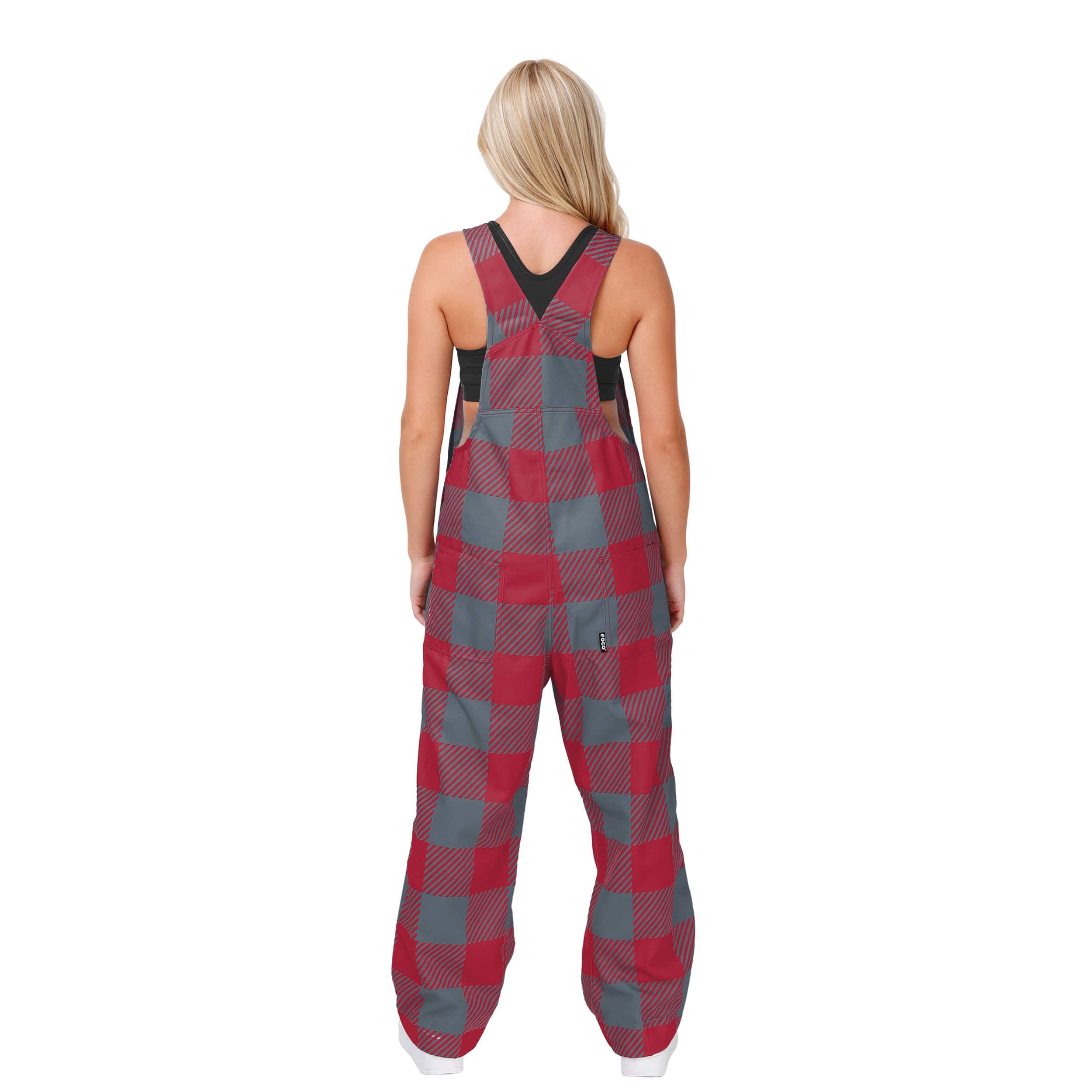 Washington State Cougars NCAA Womens Plaid Bib Overalls - Image 2