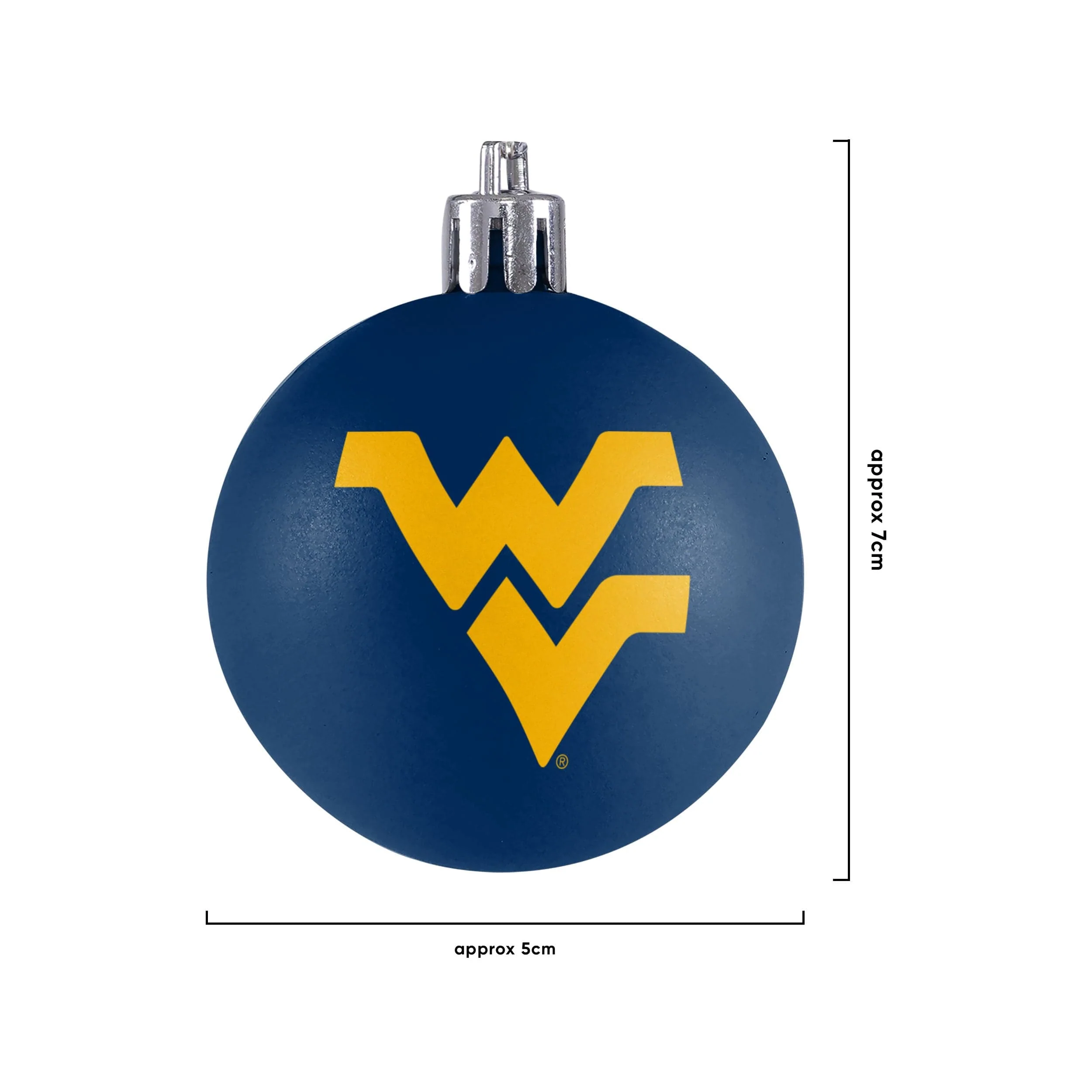 West Virginia Mountaineers NCAA 12 Pack Plastic Ball Ornament Set - Image 3