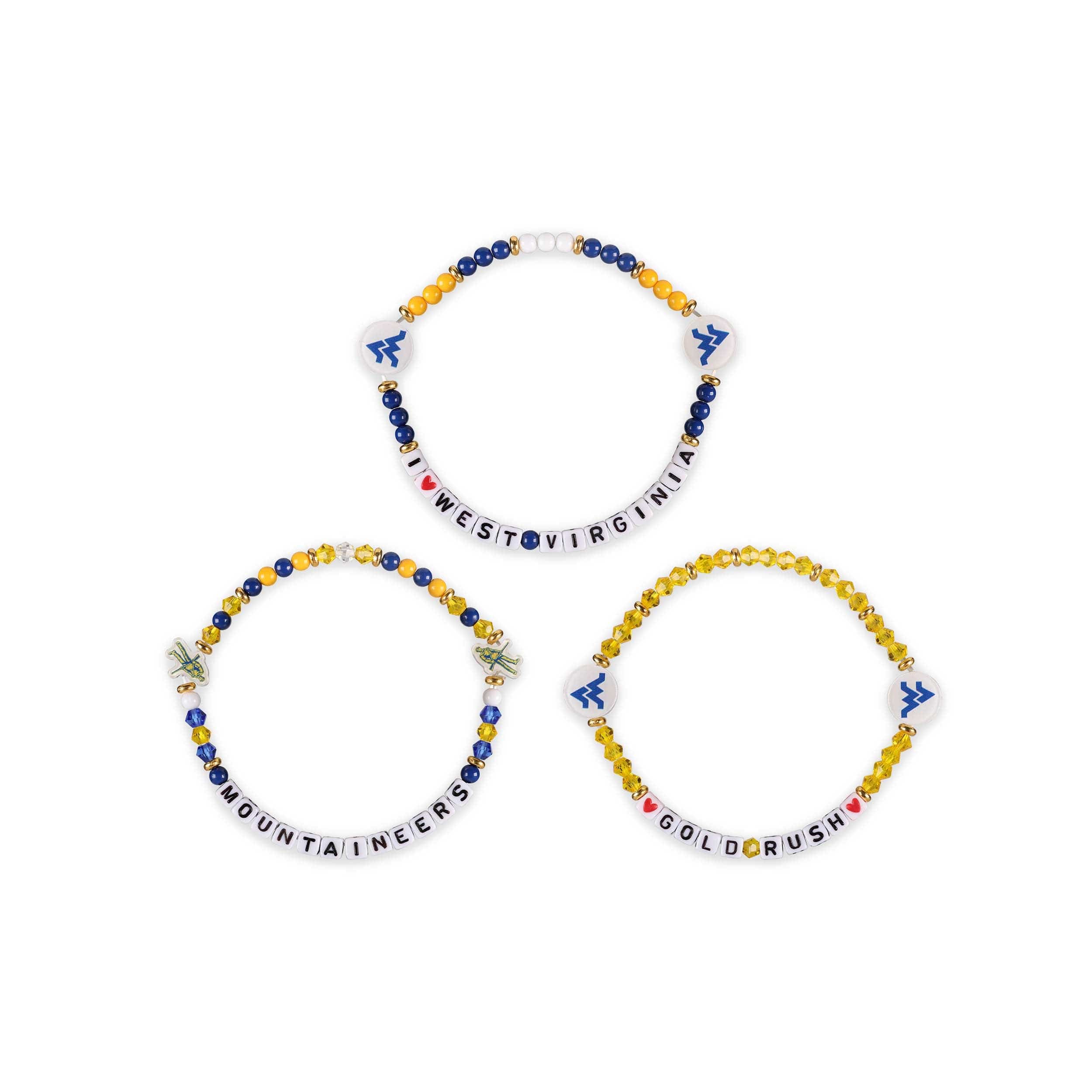 West Virginia Mountaineers NCAA 3 Pack Friendship Bracelet - Image 3