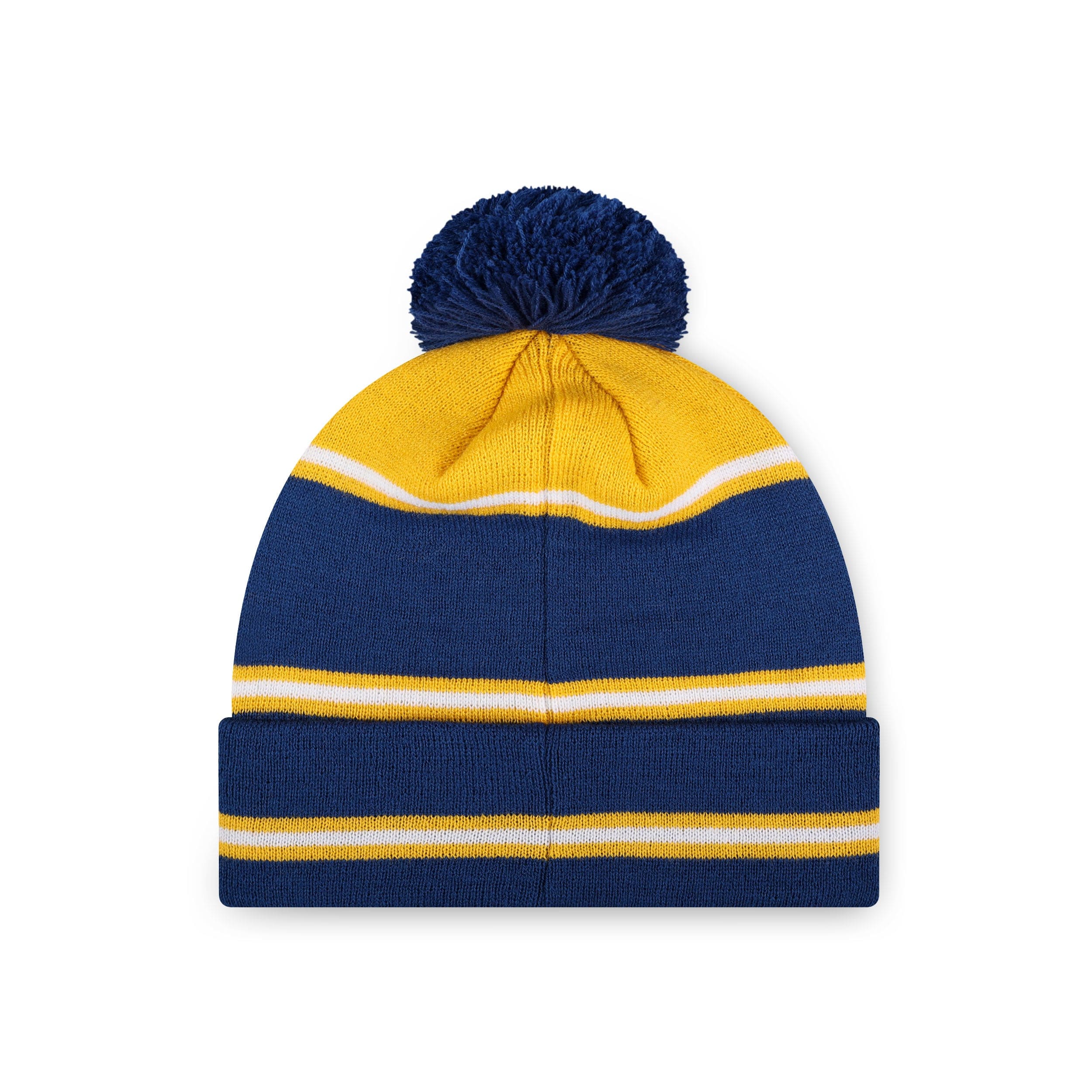 West Virginia Mountaineers NCAA Big Wordmark Stripe Pom Beanie - Image 2