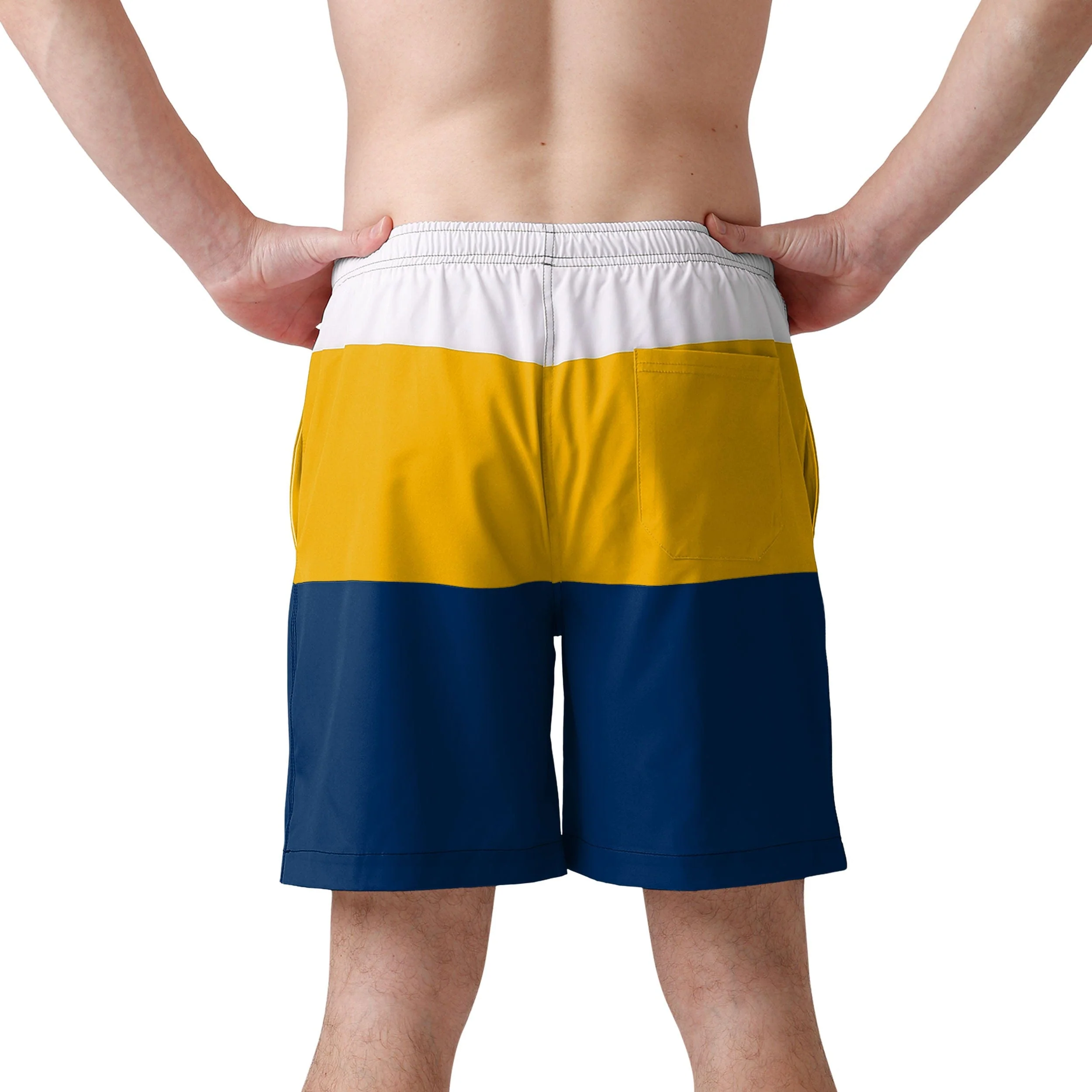West Virginia Mountaineers NCAA Mens 3 Stripe Big Logo Swimming Trunks - Image 3