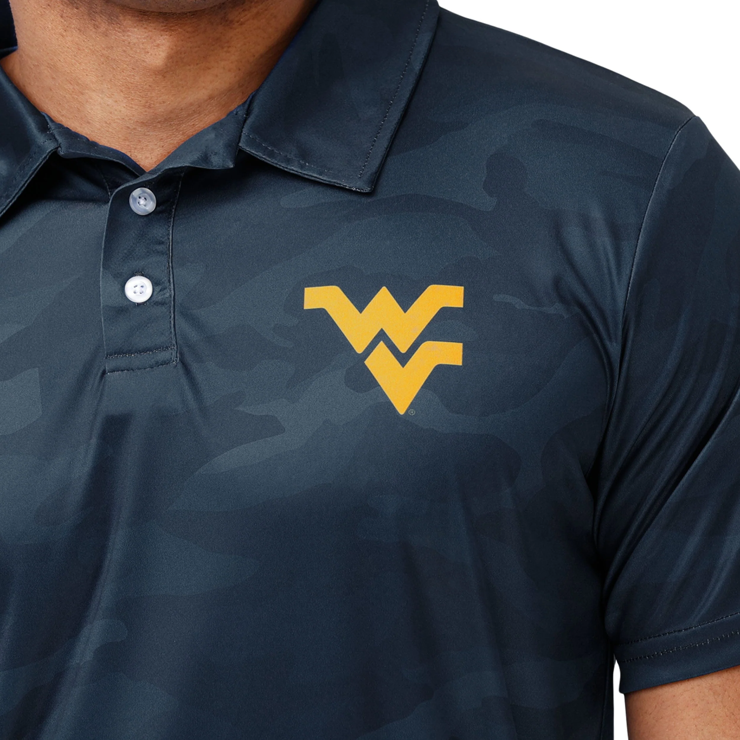 West Virginia Mountaineers NCAA Mens Color Camo Polyester Polo - Image 4