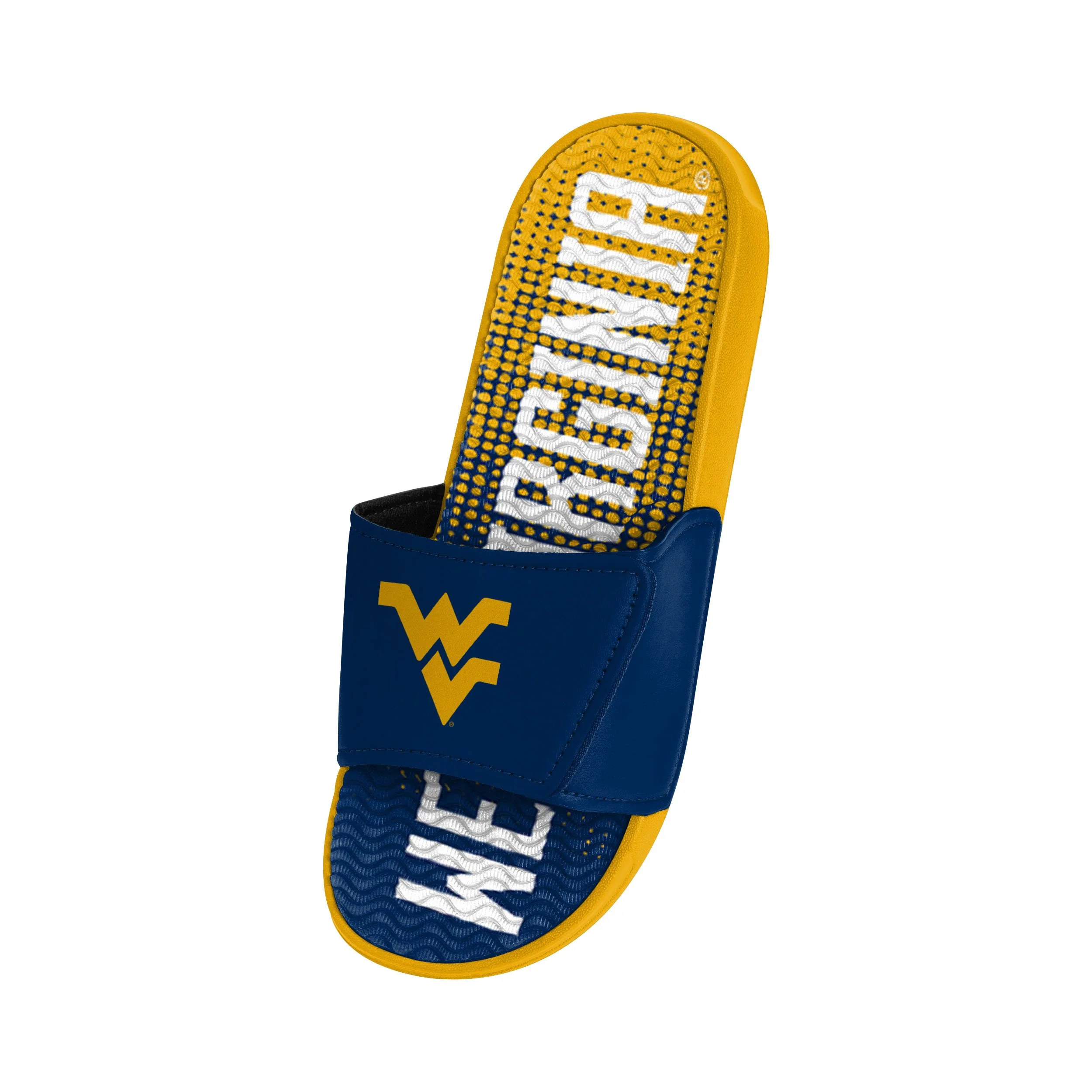 West Virginia Mountaineers NCAA Mens Gradient Wordmark Gel Slide - Image 3