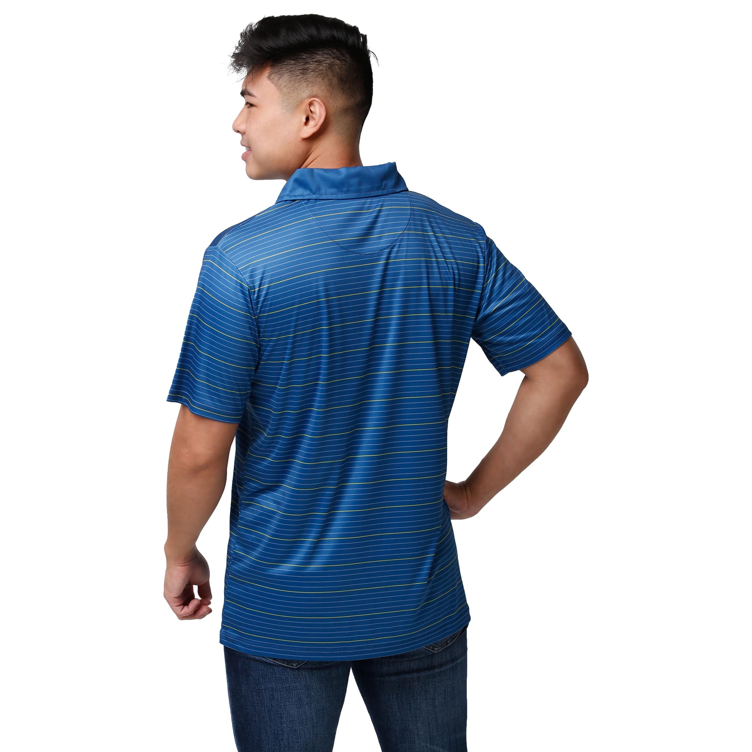 West Virginia Mountaineers NCAA Mens Striped Polyester Polo - Image 2