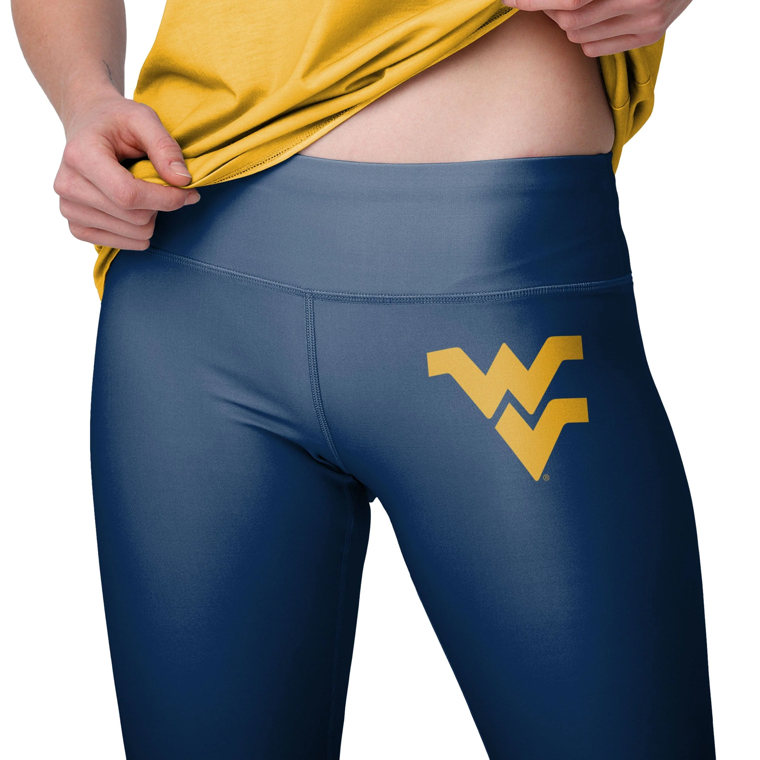 West Virginia Mountaineers NCAA Womens Solid Big Wordmark Leggings - Image 3