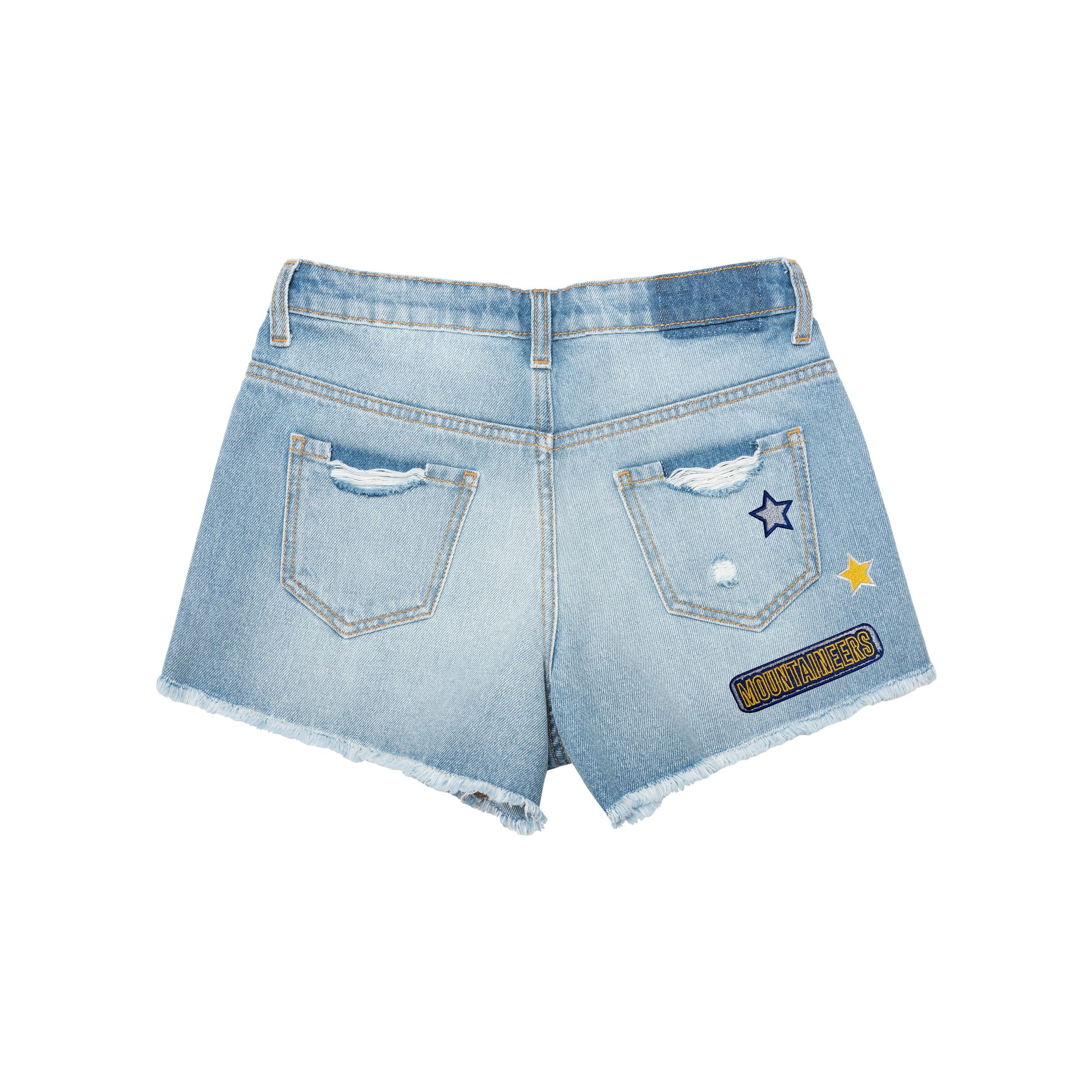 West Virginia Mountaineers NCAA Womens Team Logo Denim Shorts - Image 4