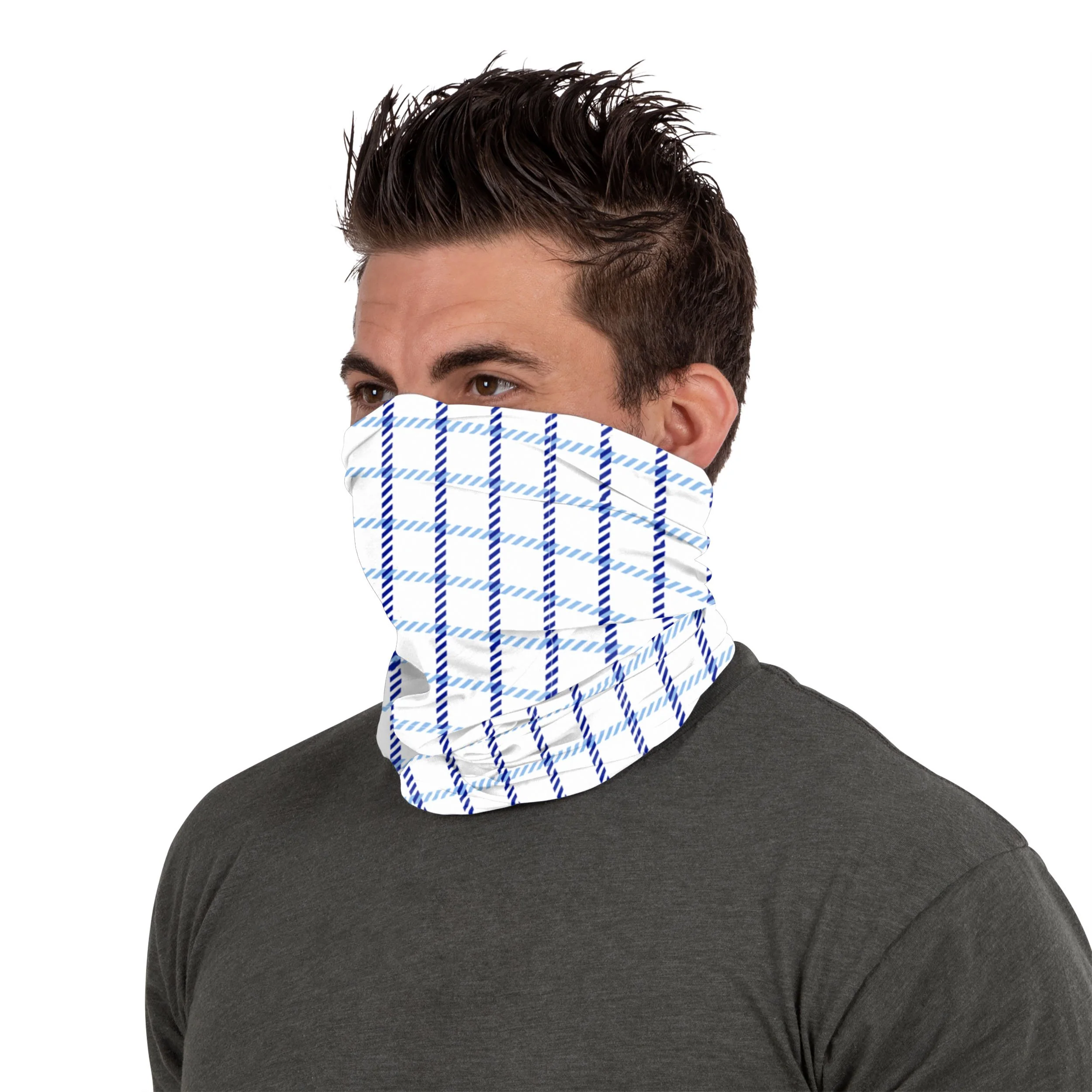 White Plaid Gaiter Scarf - Image 3