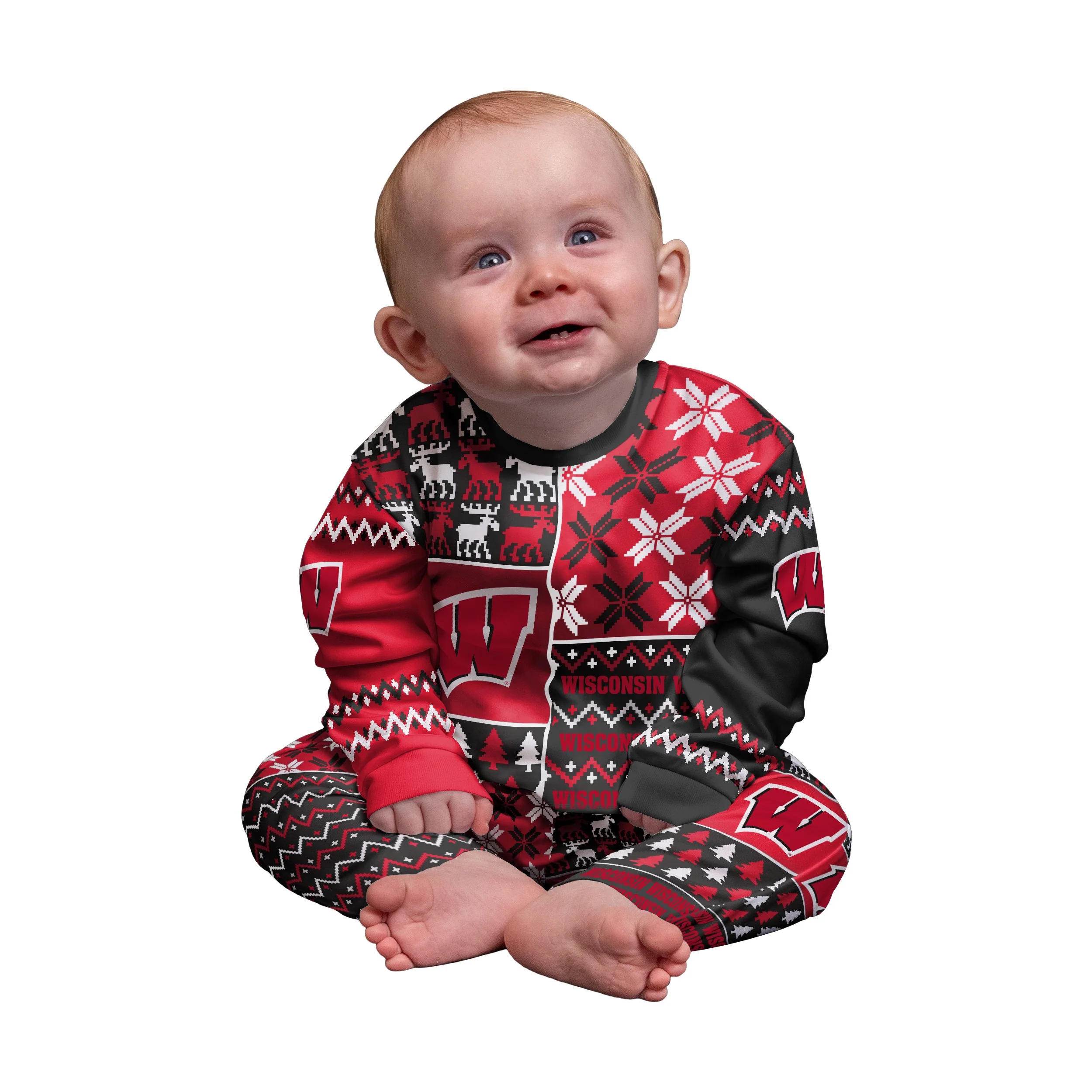 Wisconsin Badgers NCAA Busy Block Family Holiday Pajamas - Image 2