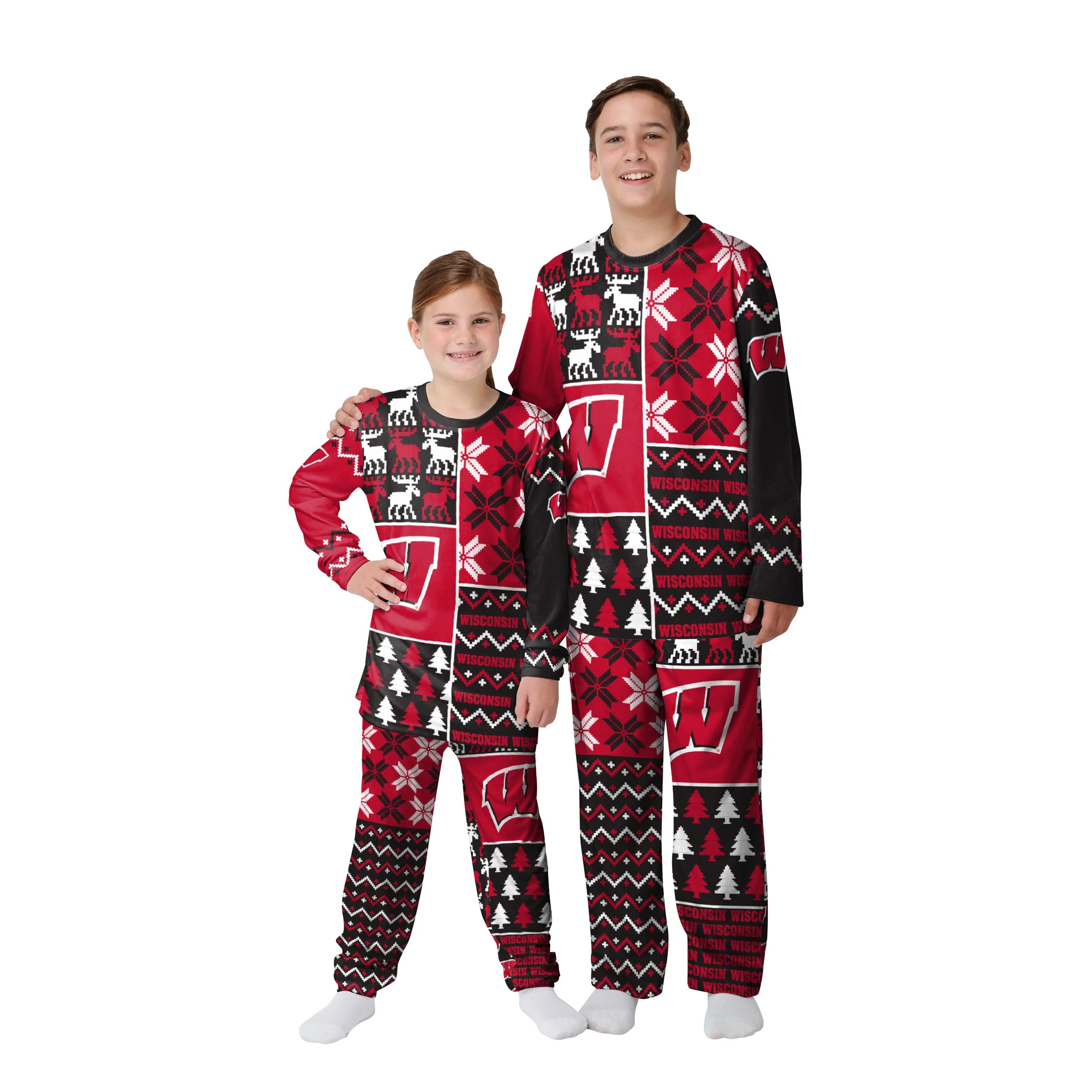 Wisconsin Badgers NCAA Busy Block Family Holiday Pajamas - Image 3
