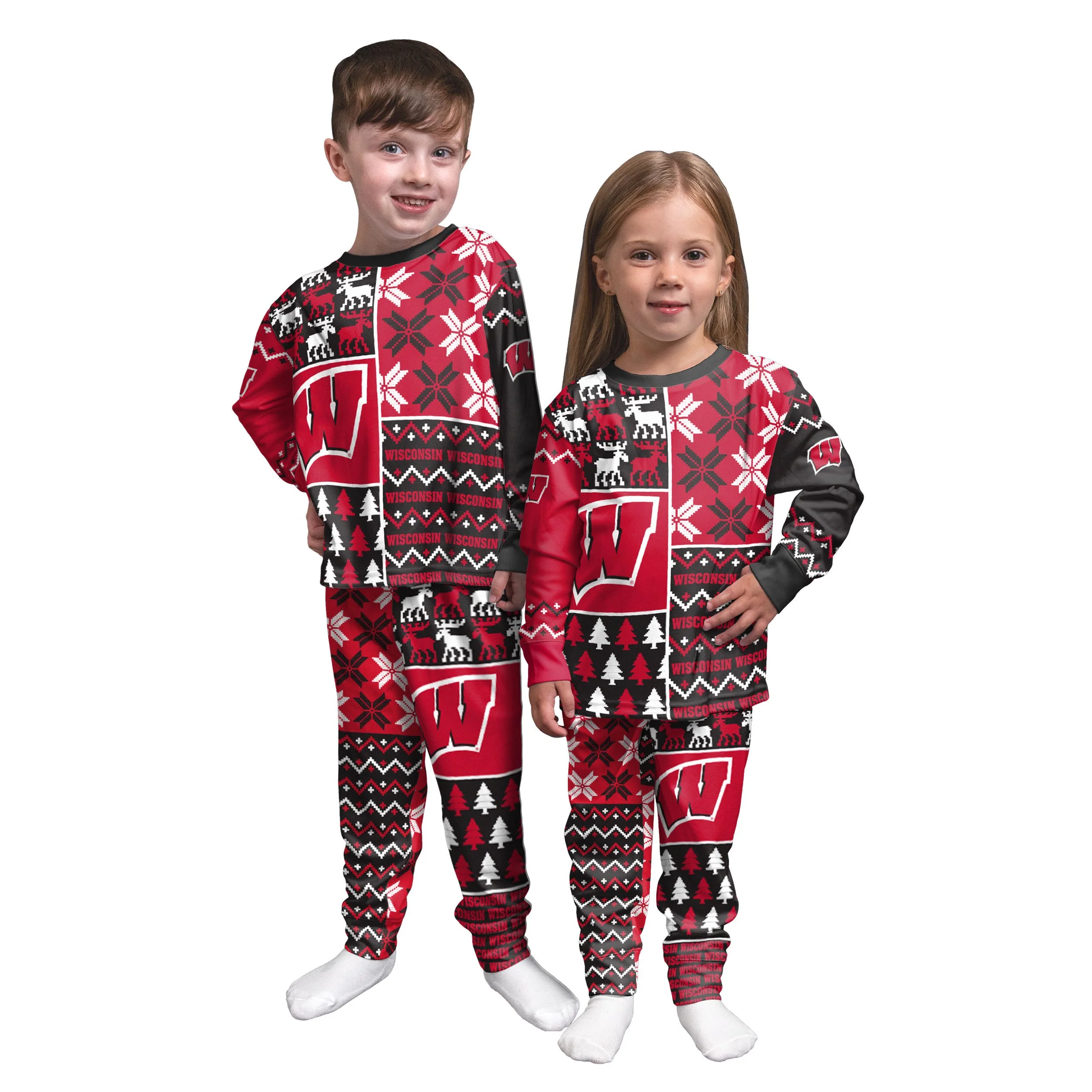Wisconsin Badgers NCAA Busy Block Family Holiday Pajamas - Image 4