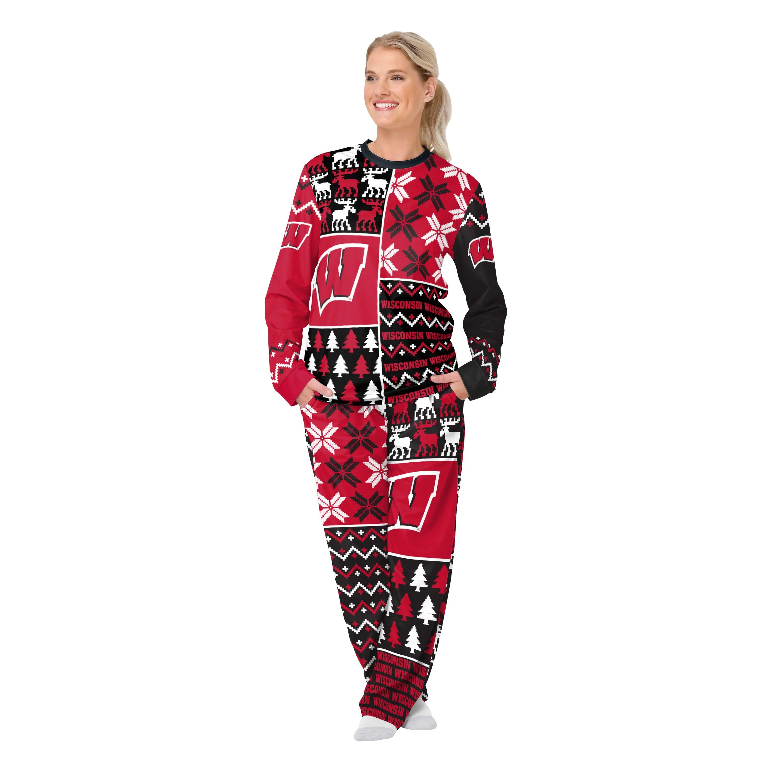 Wisconsin Badgers NCAA Busy Block Family Holiday Pajamas - Image 5