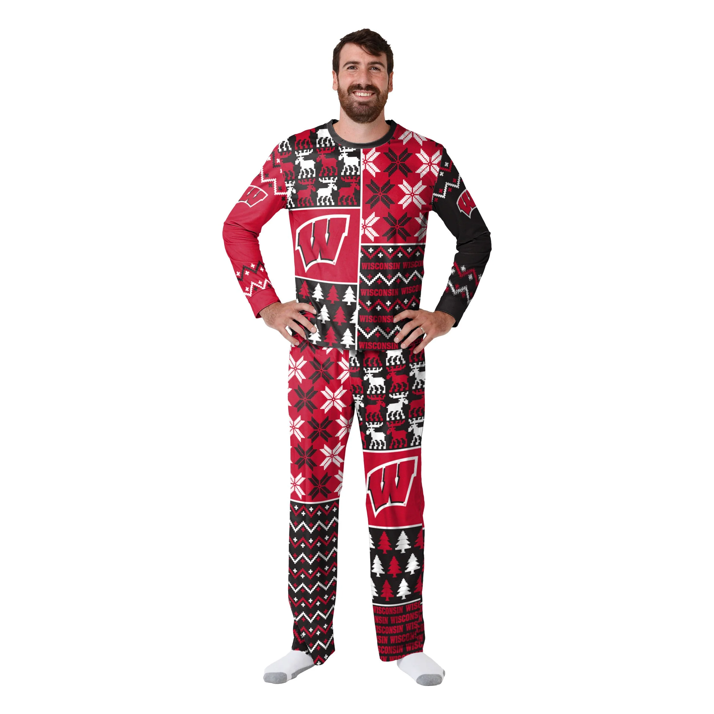 Wisconsin Badgers NCAA Busy Block Family Holiday Pajamas - Image 6