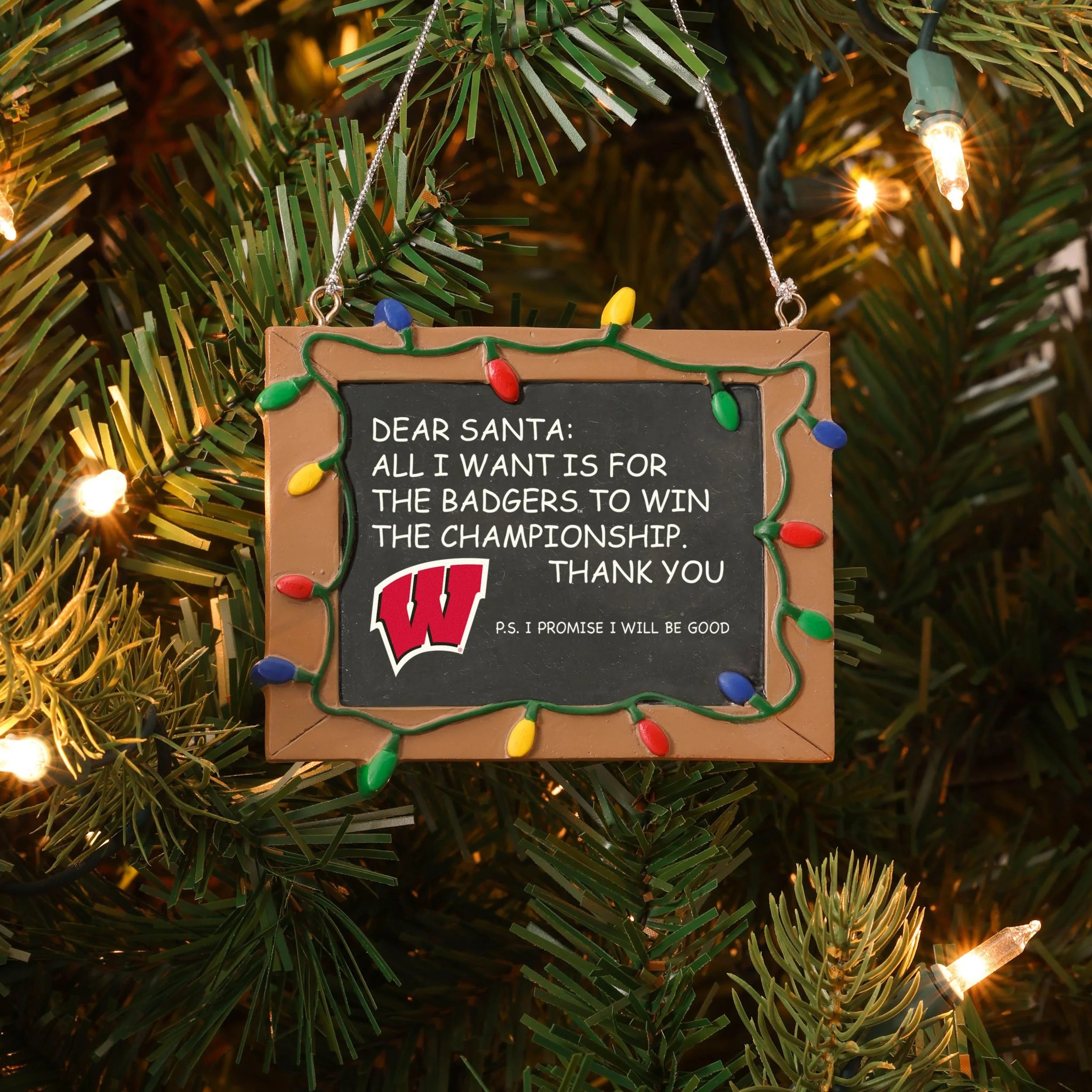 Wisconsin Badgers NCAA Chalkboard Sign Ornament - Image 2