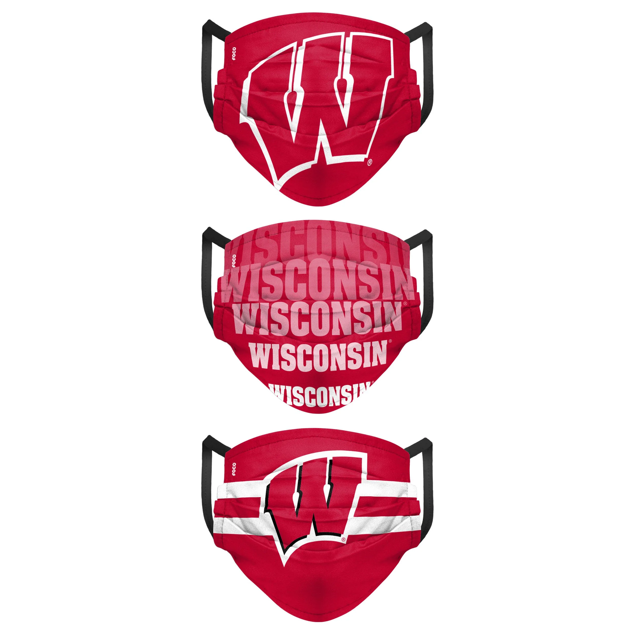 Wisconsin Badgers NCAA Mens Matchday 3 Pack Face Cover - Image 2