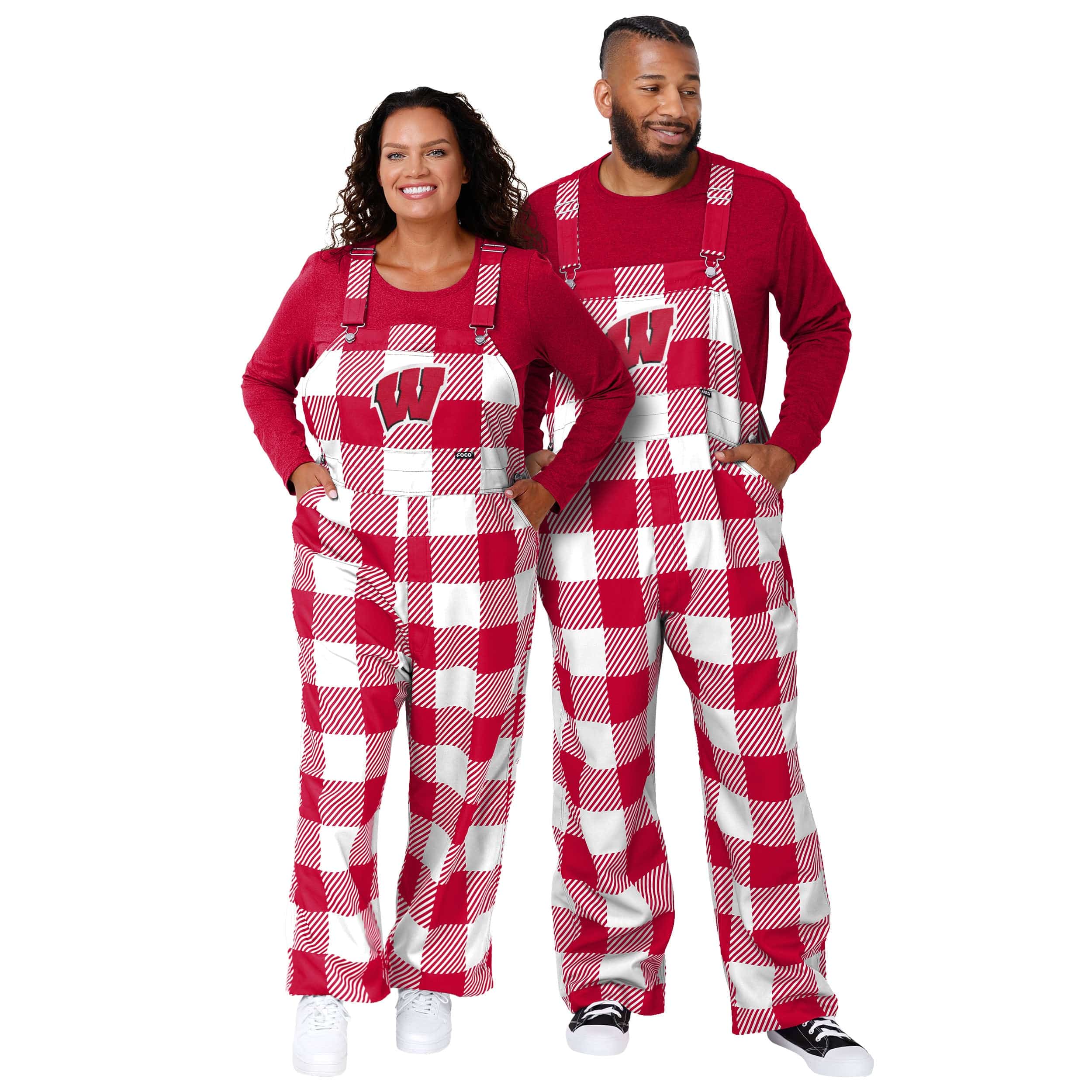 Wisconsin Badgers NCAA Mens Plaid Bib Overalls - Image 3