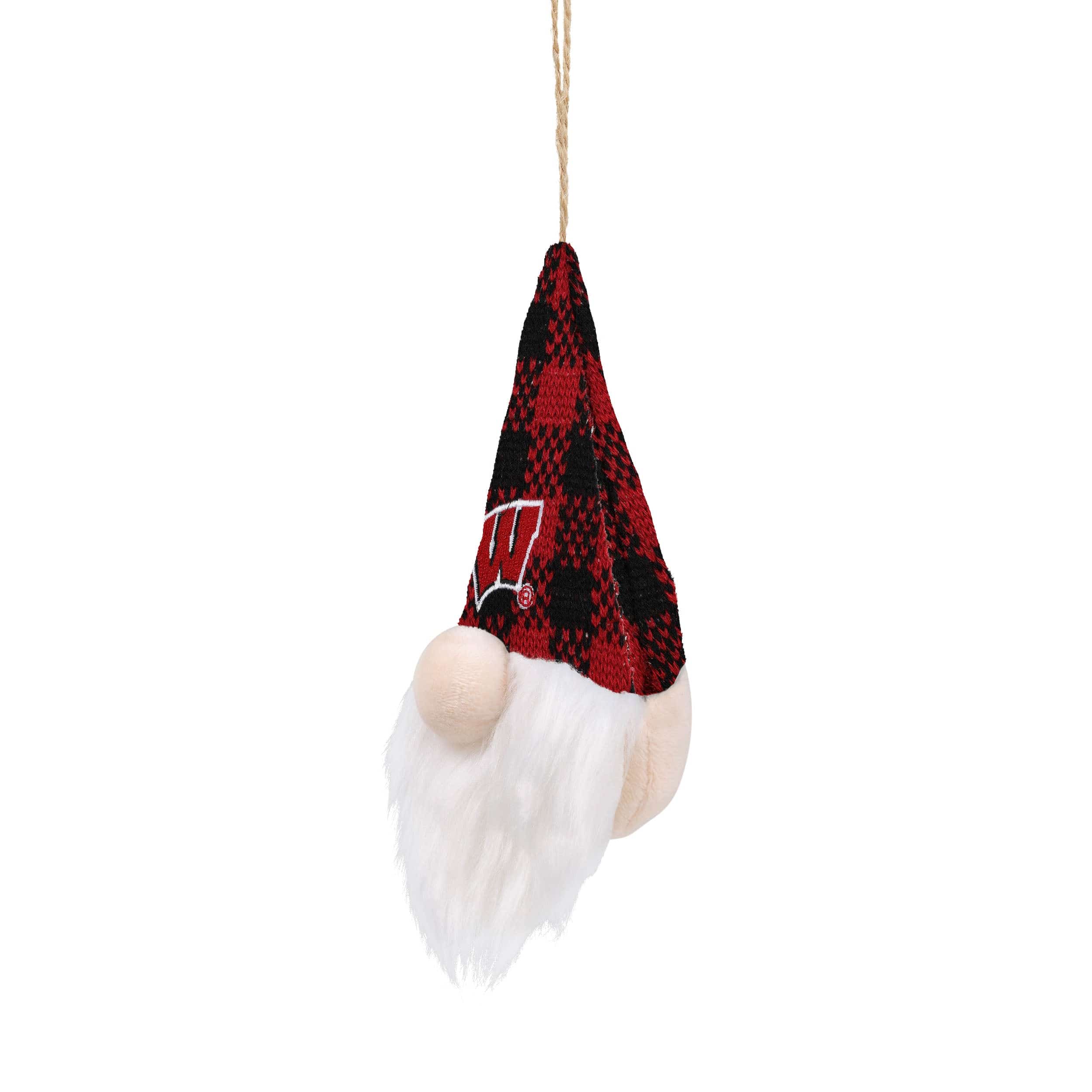 Wisconsin Badgers NCAA Plaid Hat Plush Gnome Ornament - Image 2