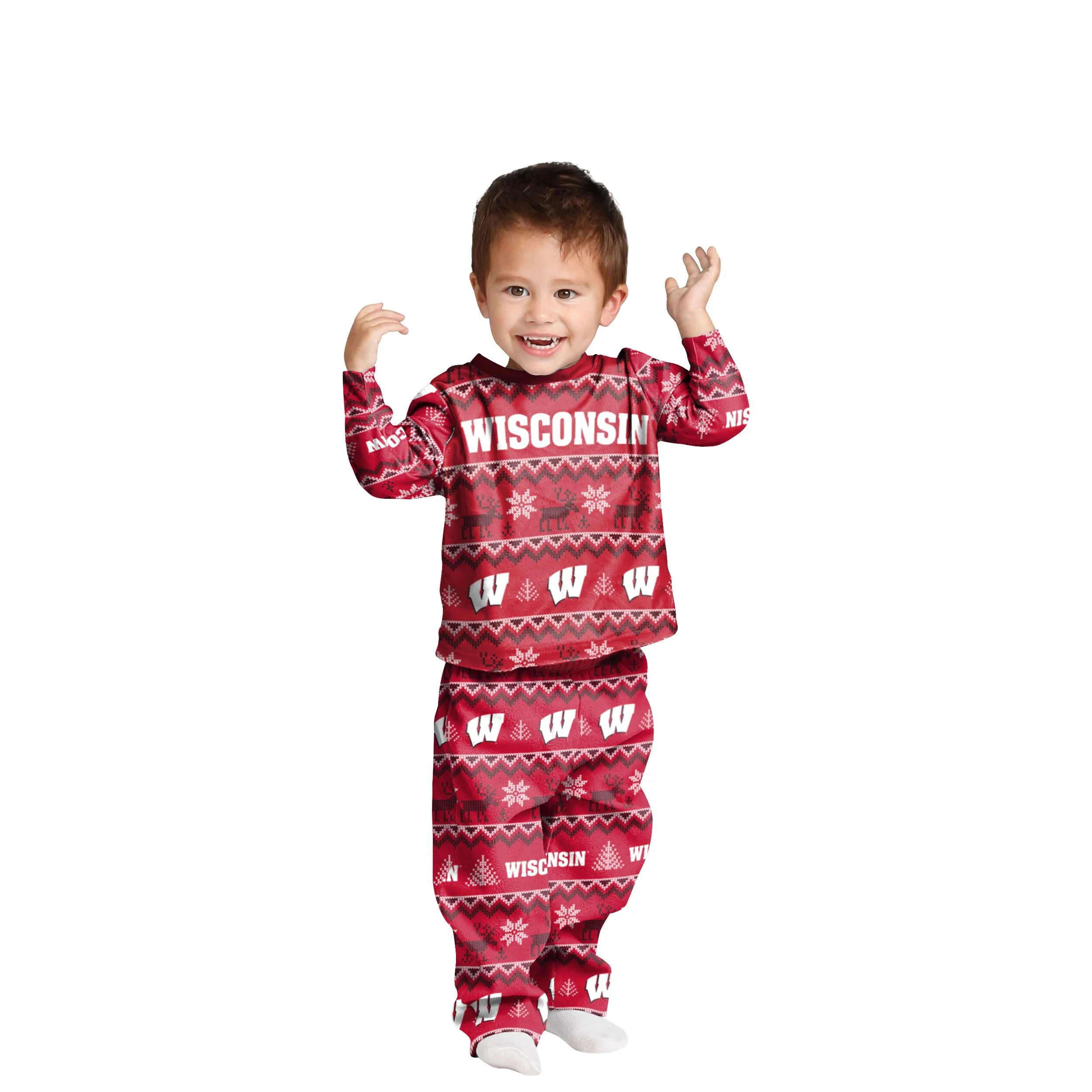 Wisconsin Badgers NCAA Ugly Pattern Family Holiday Pajamas - Image 3