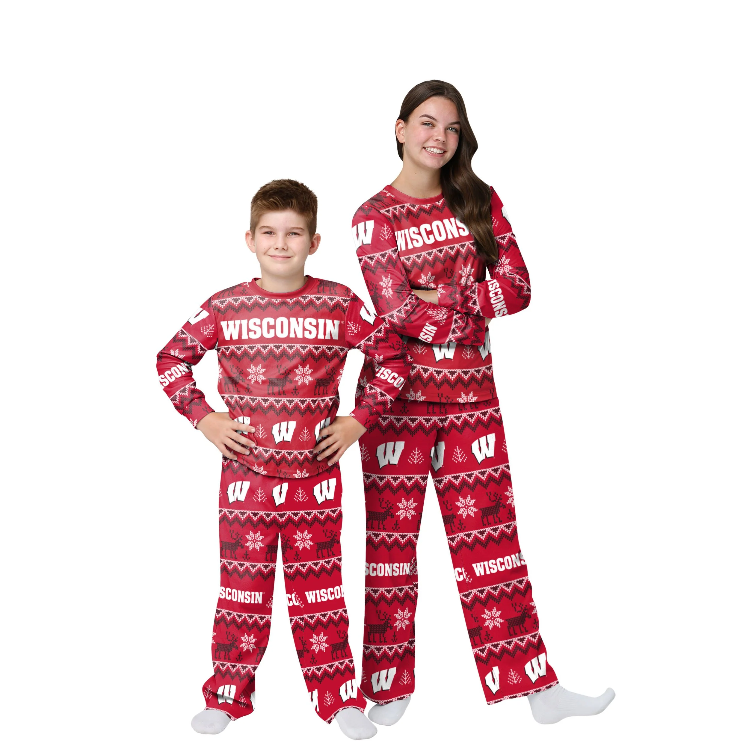 Wisconsin Badgers NCAA Ugly Pattern Family Holiday Pajamas - Image 4