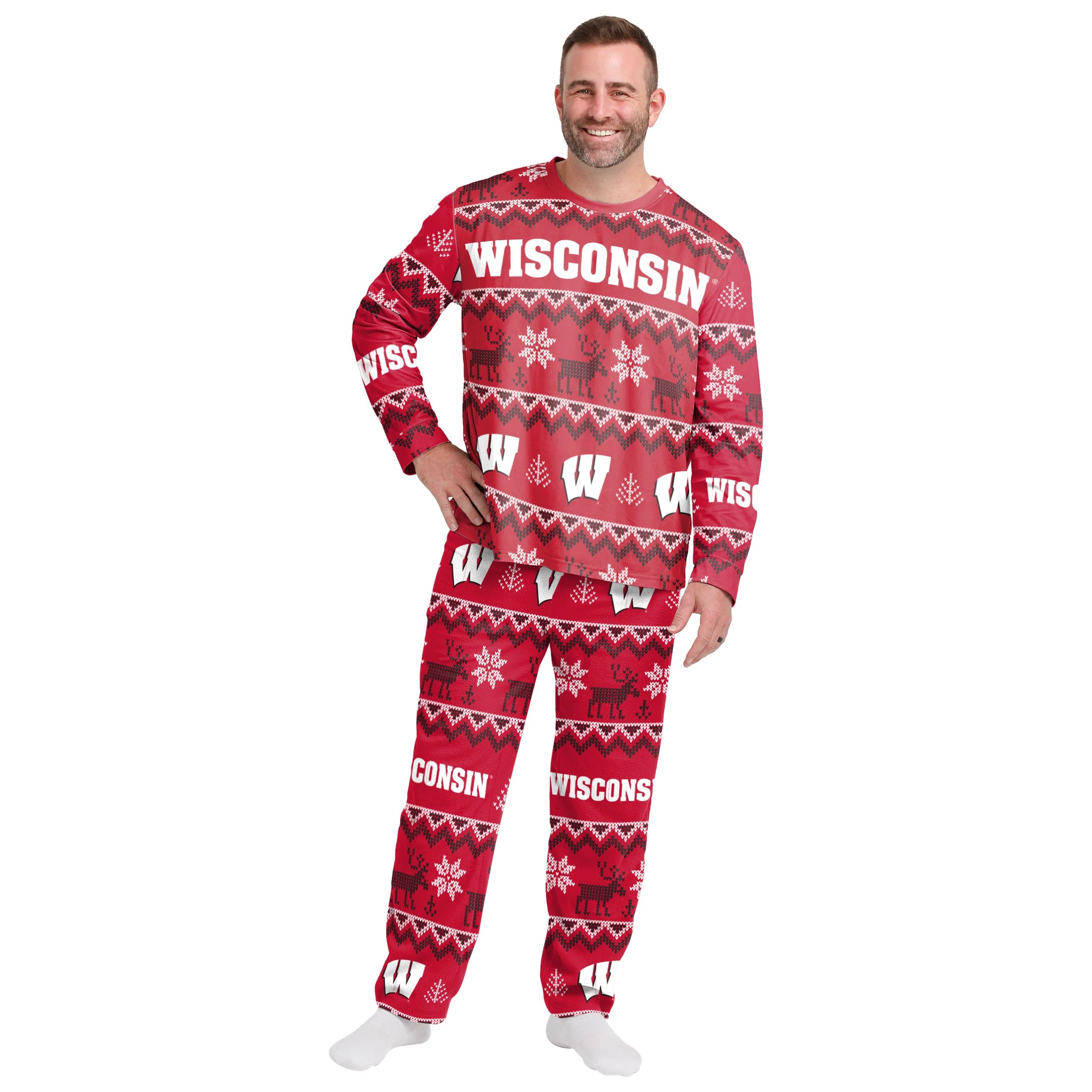Wisconsin Badgers NCAA Ugly Pattern Family Holiday Pajamas - Image 6