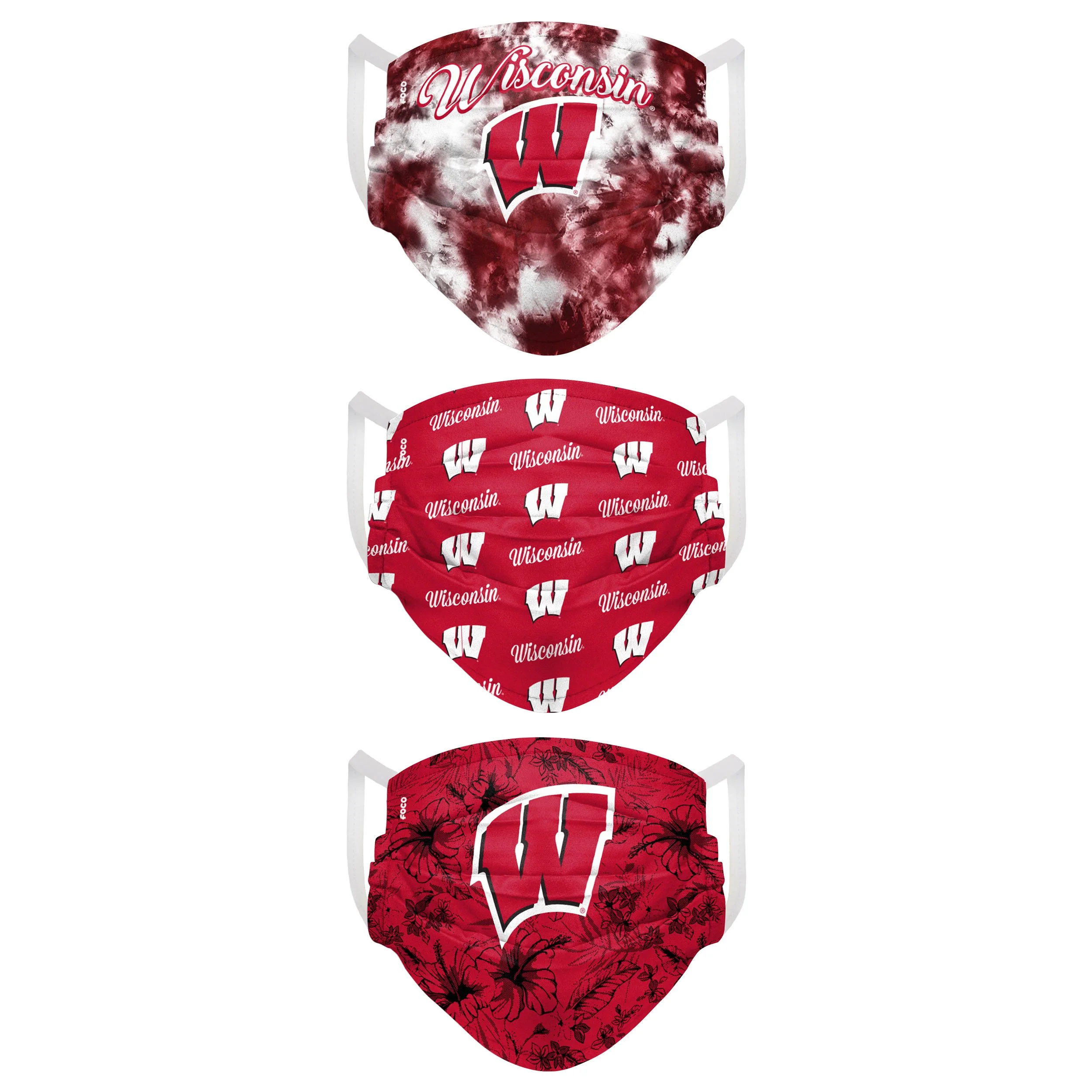 Wisconsin Badgers NCAA Womens Matchday 3 Pack Face Cover - Image 2