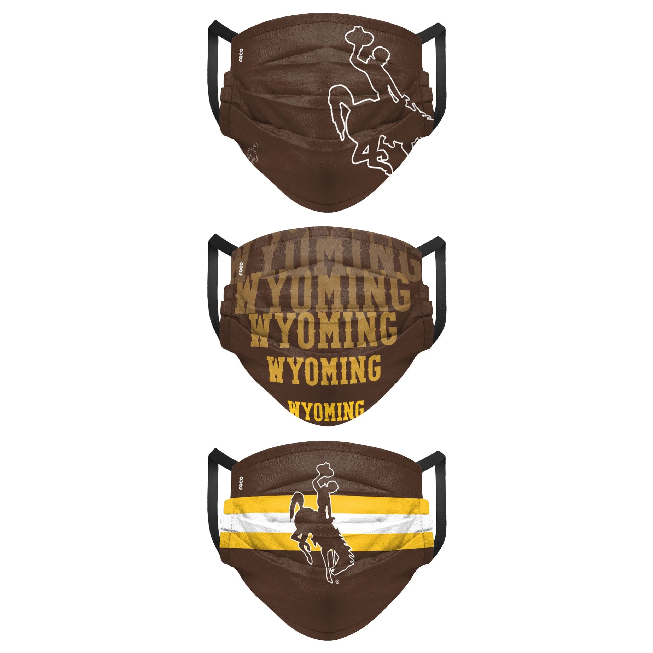 Wyoming Cowboys NCAA Mens Matchday 3 Pack Face Cover - Image 2