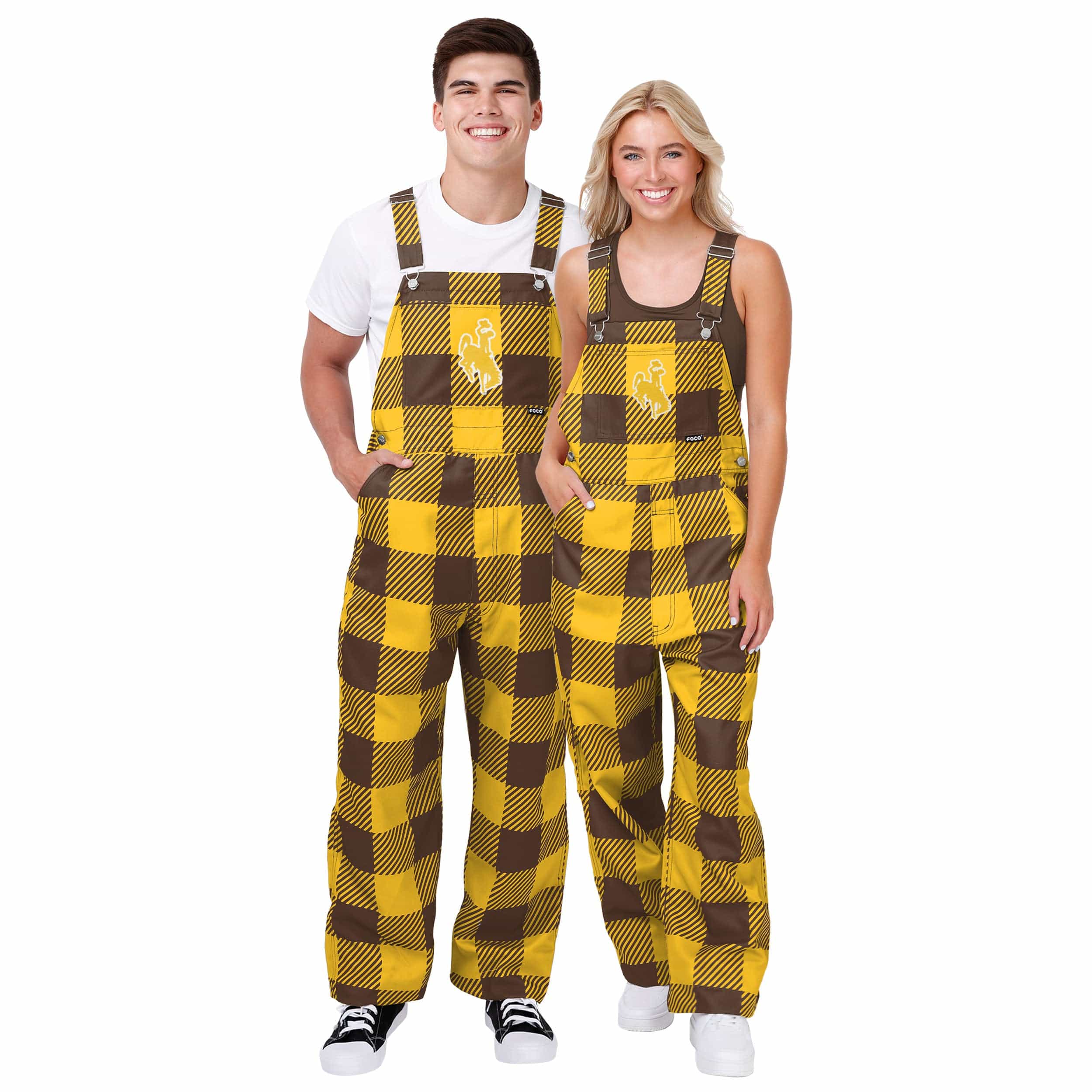 Wyoming Cowboys NCAA Mens Plaid Bib Overalls - Image 3